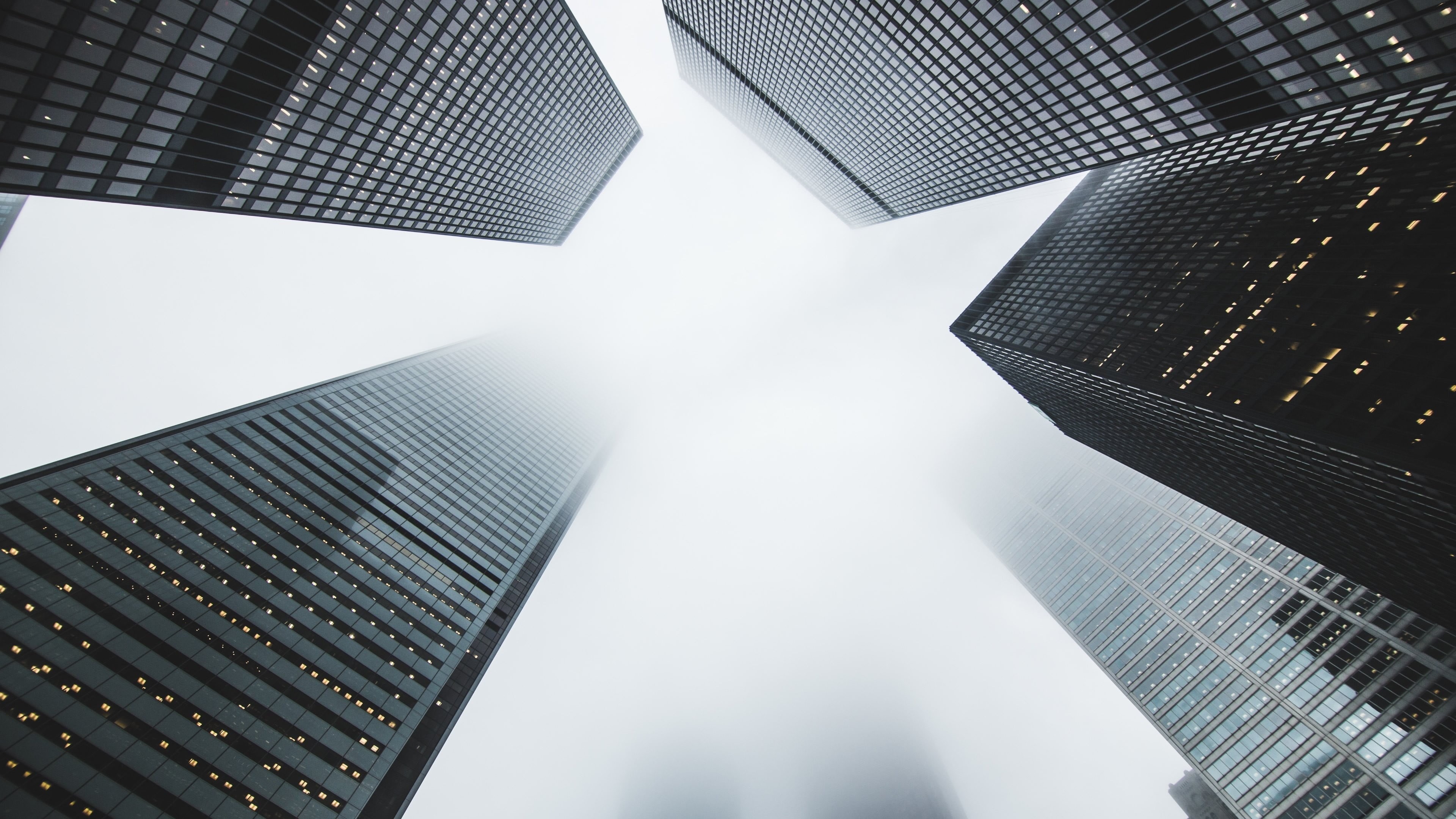 building exterior, nature, day, modern, low angle view, architecture, tall - high, high, worms eye view, city, mist, landscape, skyscraper, rise, no people, HD Wallpaper