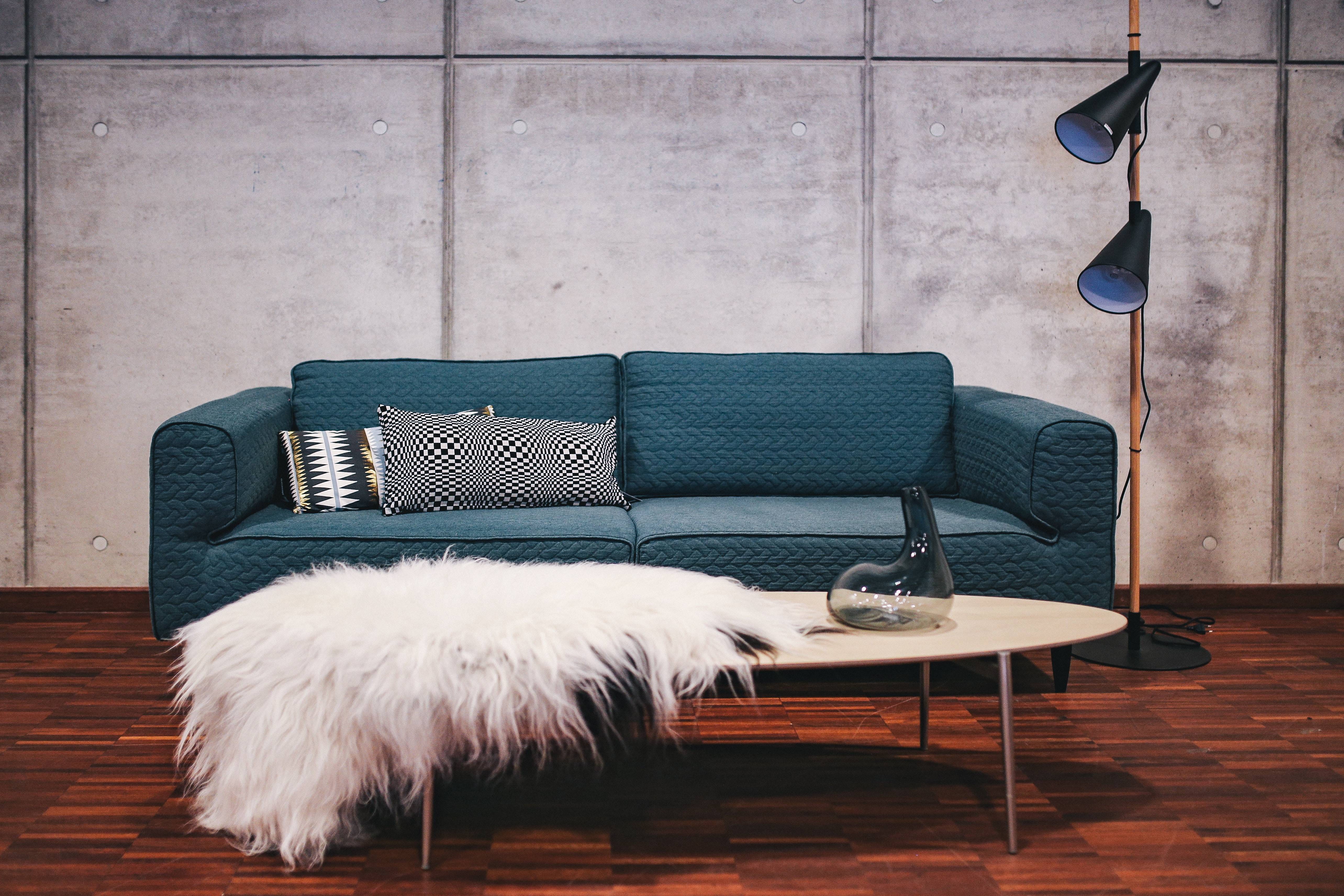 retro styled, absence, home decor, still life, modern, sofa, pillows, design, armchair, wall - Building Feature, comfortable, apartment, flooring, pillow, HD Wallpaper