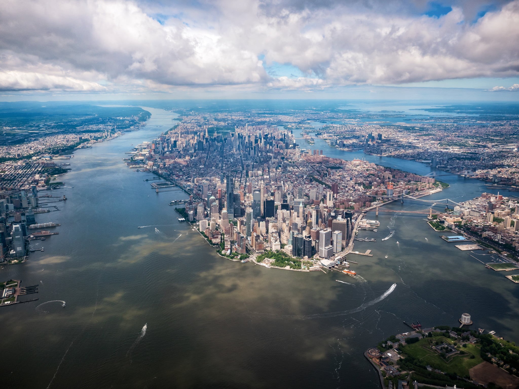 water, aerial view, sky, building exterior, nature, 1080P, office building exterior, rise, outdoors, skyscraper, old building, no people, cloud - sky, HD Wallpaper