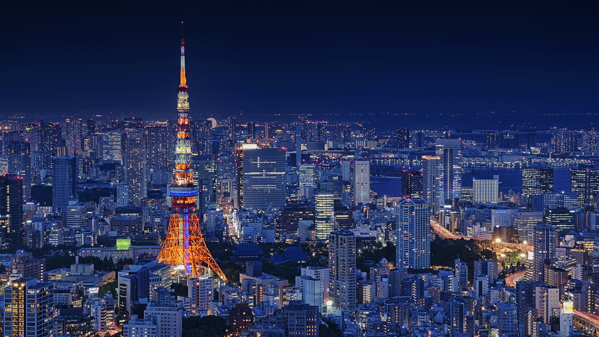 Tokyo, Tokyo Tower, city lights, 1080P, cityscape, skyline, HD Wallpaper