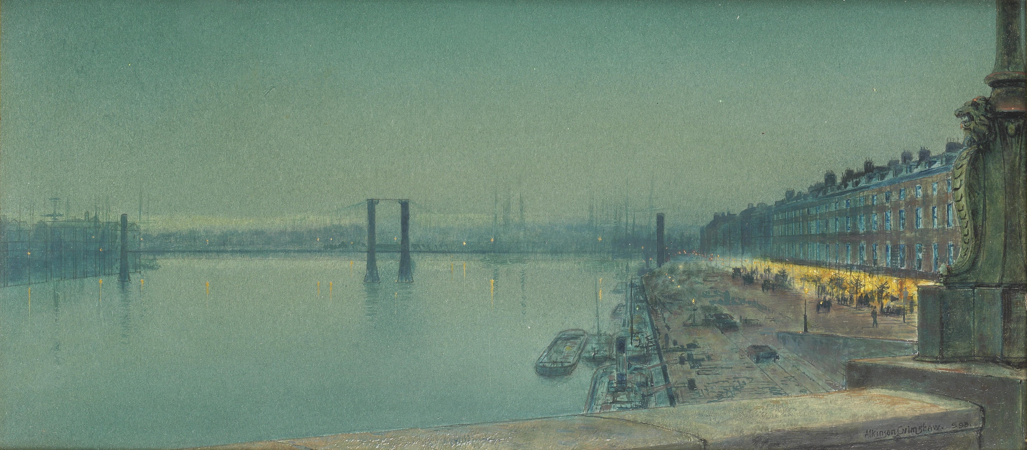 connection, 2K, nature, classic art, tranquility, dock, water, textured effect, fog, metal, classical art, reflection, river, Paris, architecture, gray, HD Wallpaper