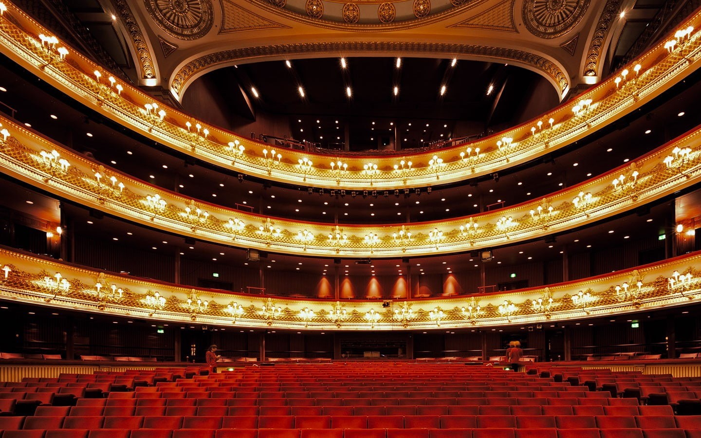 empty, movie theater, gang, stage, stage - performance space, luxury, chair, 720P, arts culture and entertainment, royal, ceiling, absence, lighting equipment, HD Wallpaper