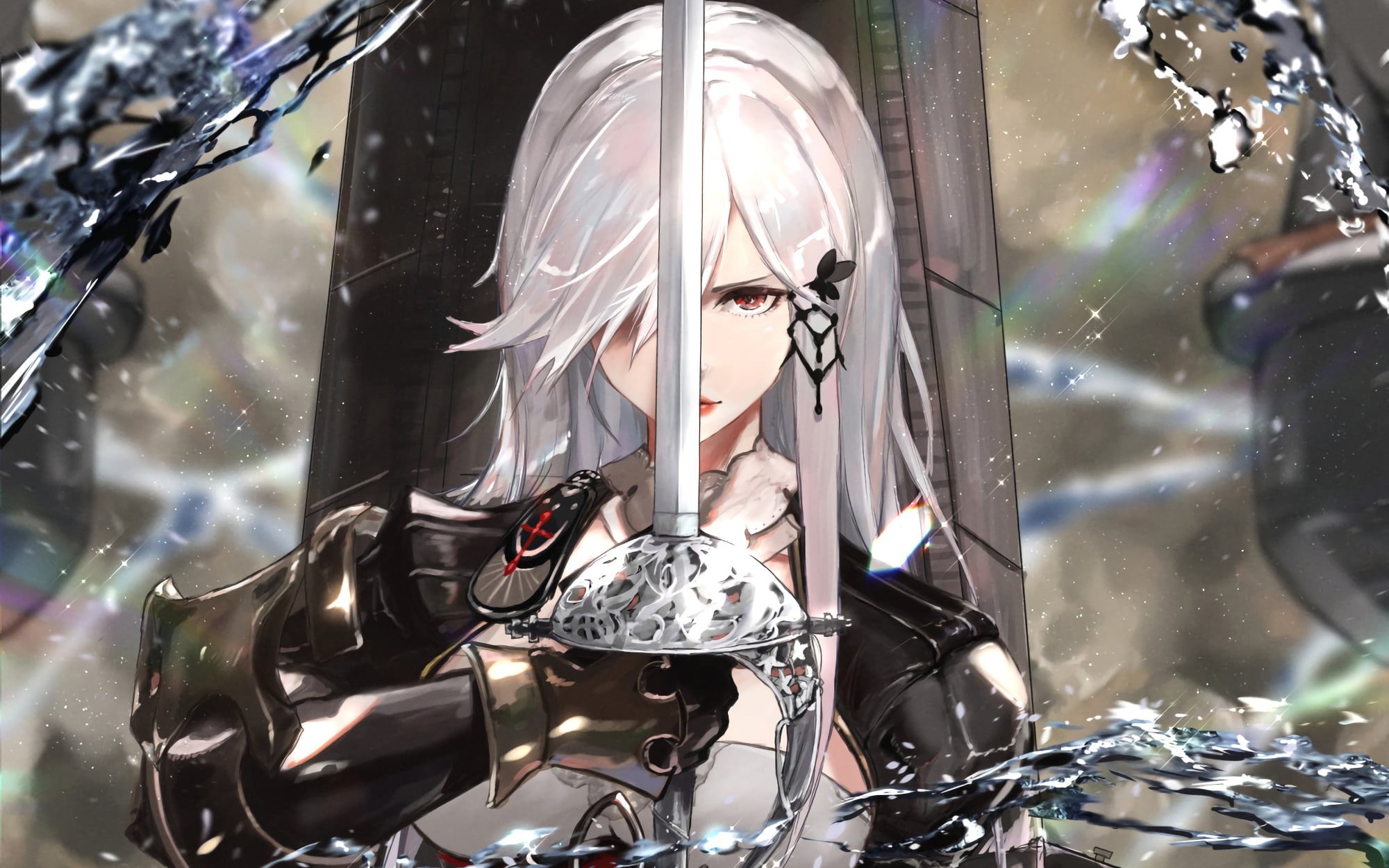 Dunkerque (Azur Lane), White Hair, Anime, Azur Lane, French Naval Forces, Red Eyes, 1080P, Rapier, HD Wallpaper