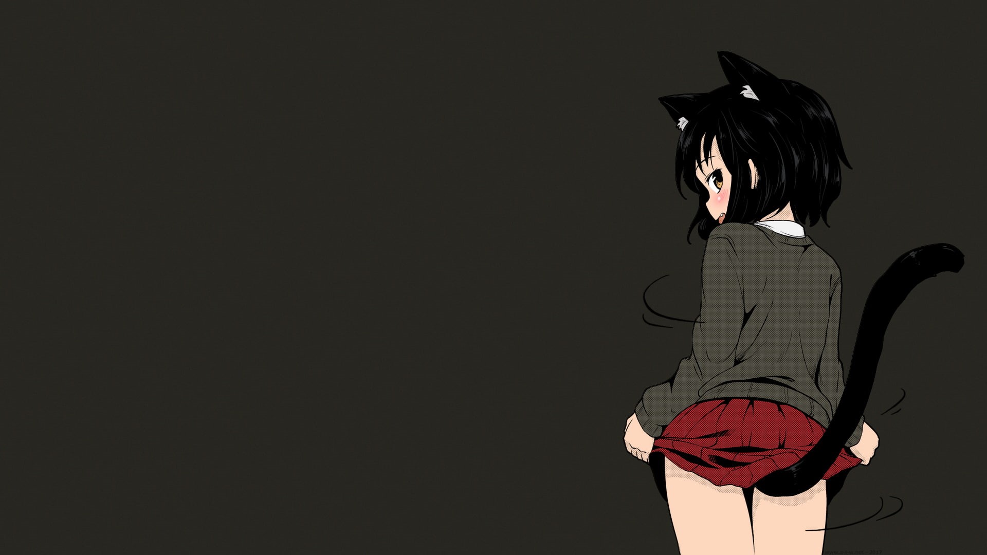 anime, cat tail, short skirt, 1080P, Broiler, cat ears, short hair, schoolgirl, school uniform, cat girl, manga, anime girls, HD Wallpaper