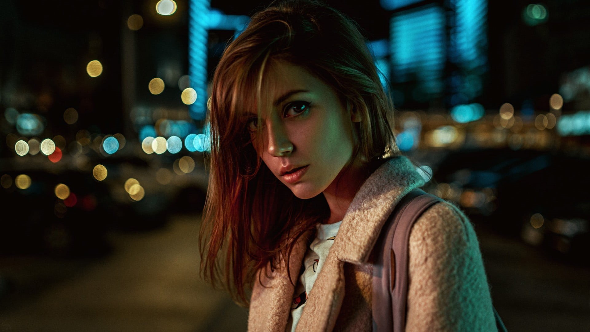 face, focus on foreground, city life, Ksenia Kokoreva, adult, beauty, portrait, 1080P, young women, hairstyle, Georgy Chernyadyev, beautiful woman, women, HD Wallpaper