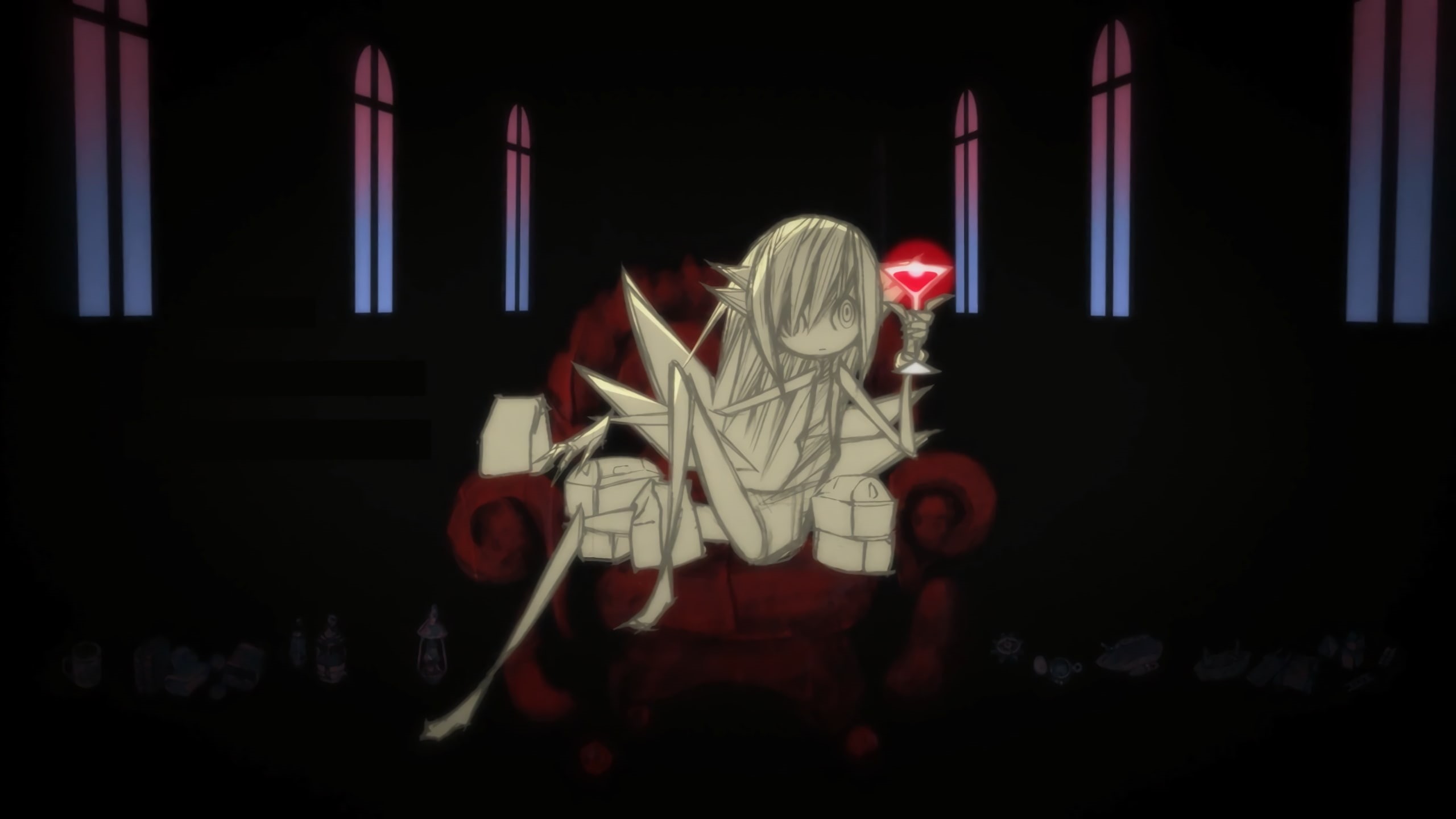 anime girls, anime, dark, 2K, Oshino Shinobu, Monogatari Series, HD Wallpaper