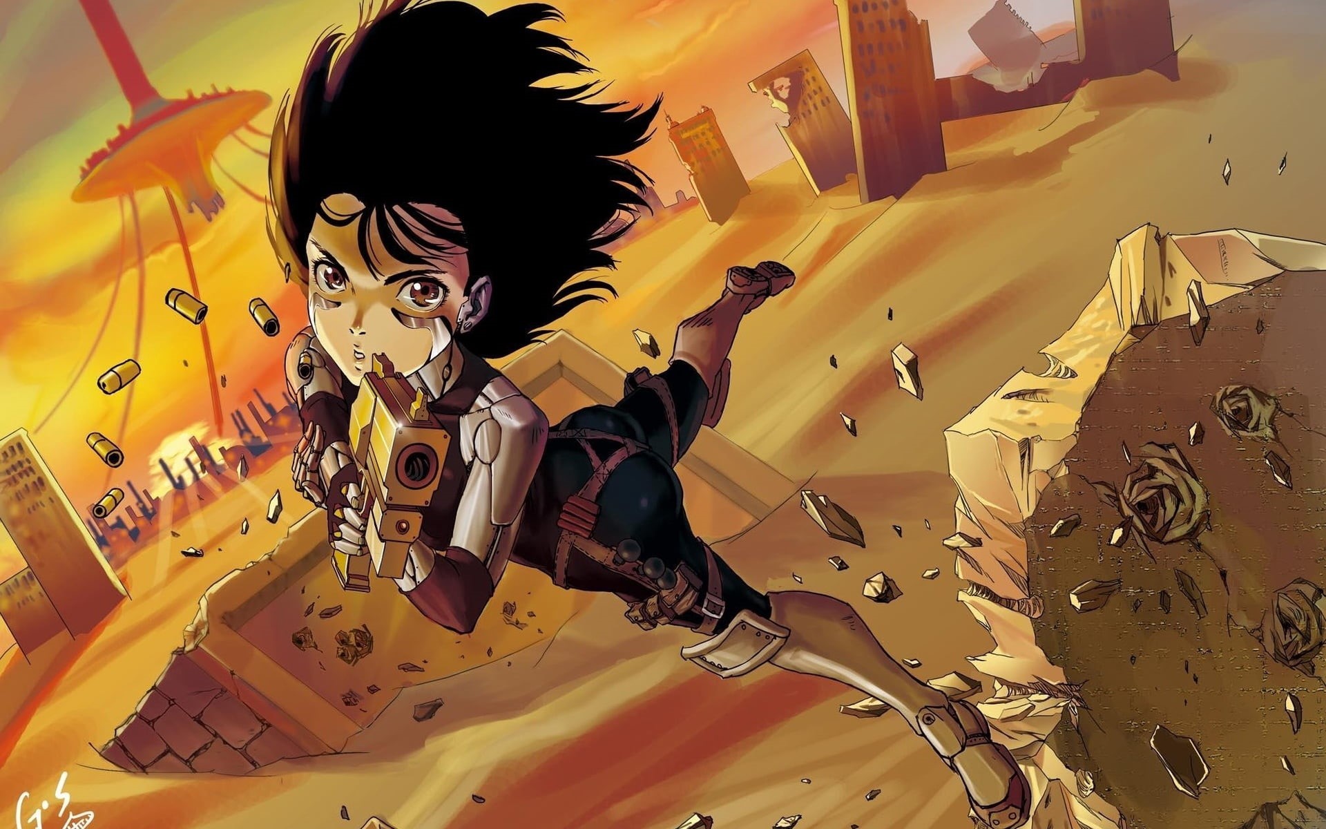 weapons, mystery, casual clothing, real people, night, fear, yellow, battle angel alita gunnm, woman, portrait, backgrounds, fantasy, front view, black, HD Wallpaper