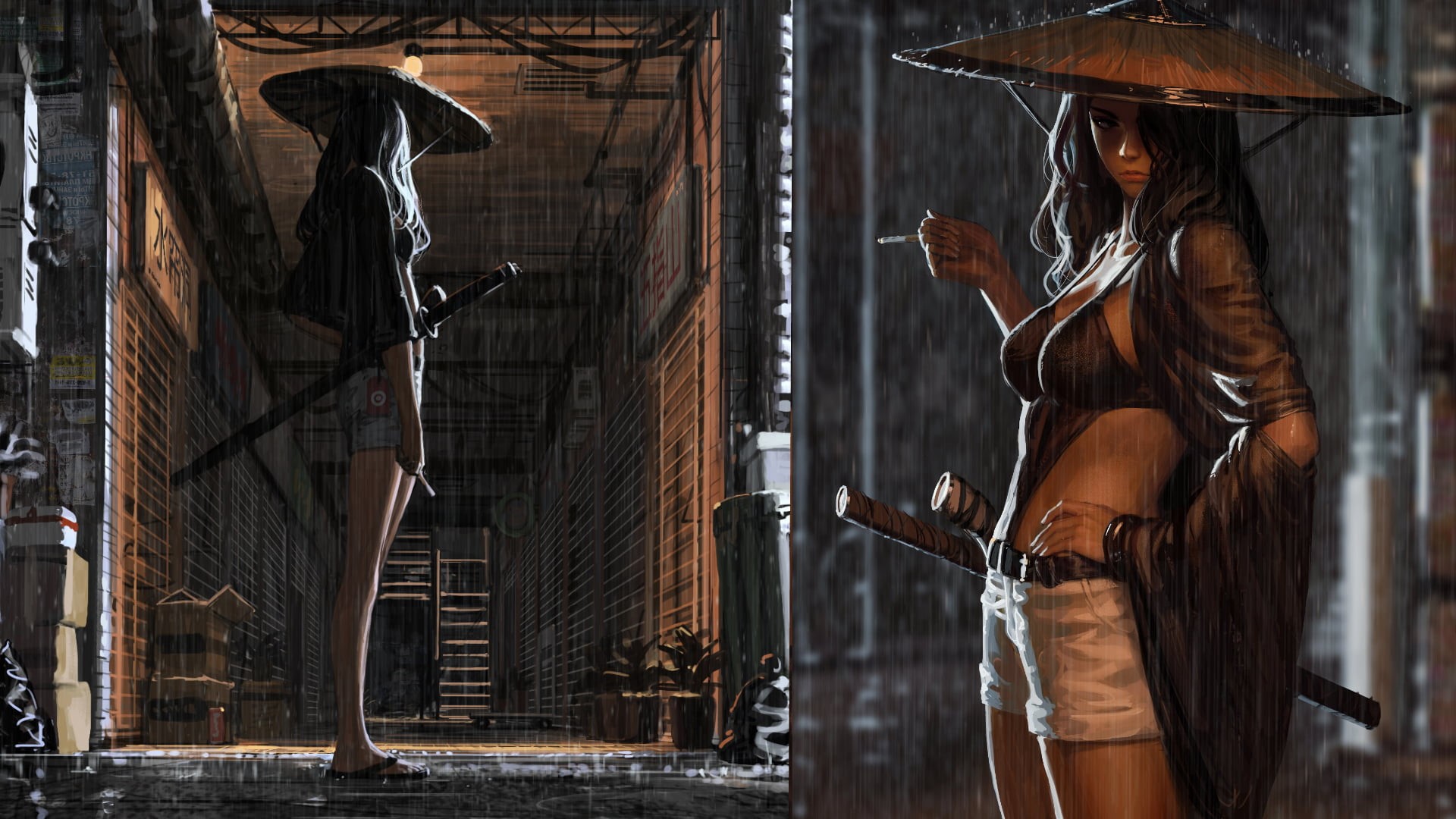samurai, anime, anime girls, 1080P, GUWEIZ, HD Wallpaper