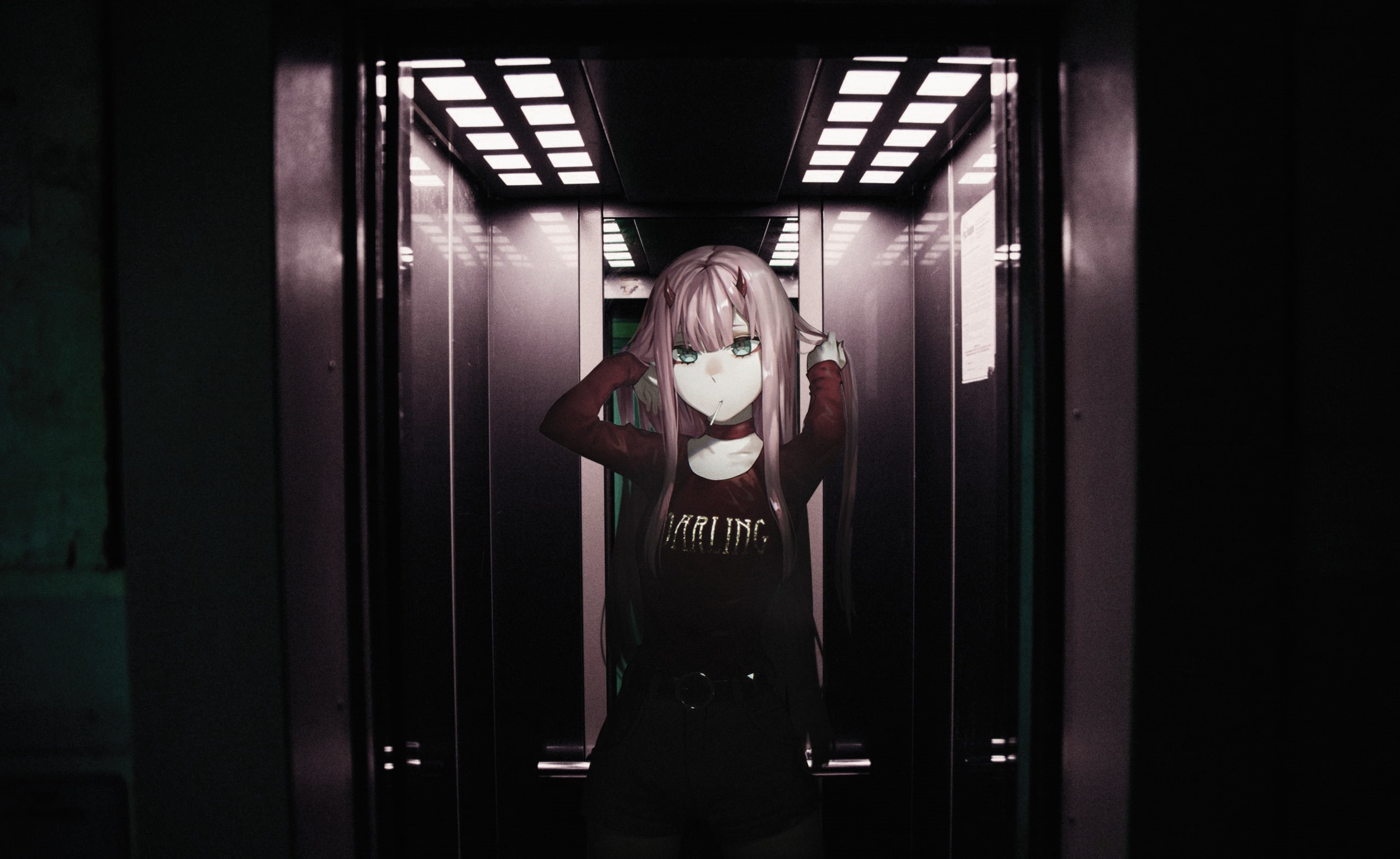 entrance, women, anime, three quarter length, Darling in the FranXX, leisure activity, adult, young adult, city, standing, young women, real people, door, HD Wallpaper