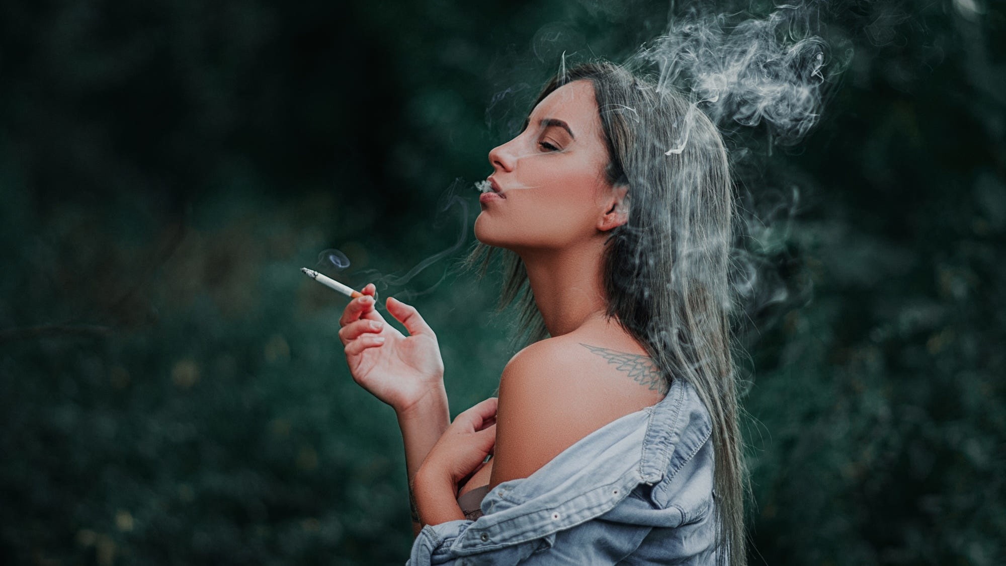 women, cigarettes, smoking, face, 1080P, HD Wallpaper