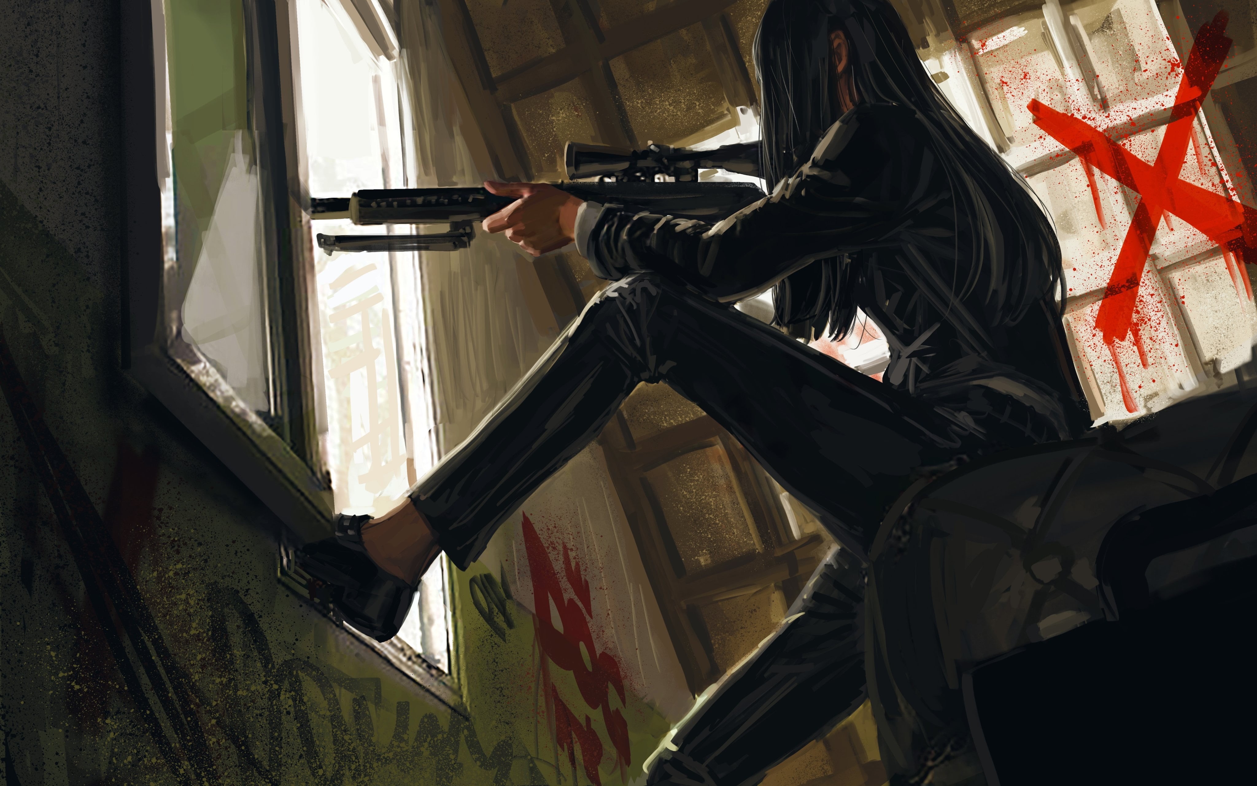 4K, GUWEIZ, digital art, artwork, women, original characters, Bad guys, HD Wallpaper