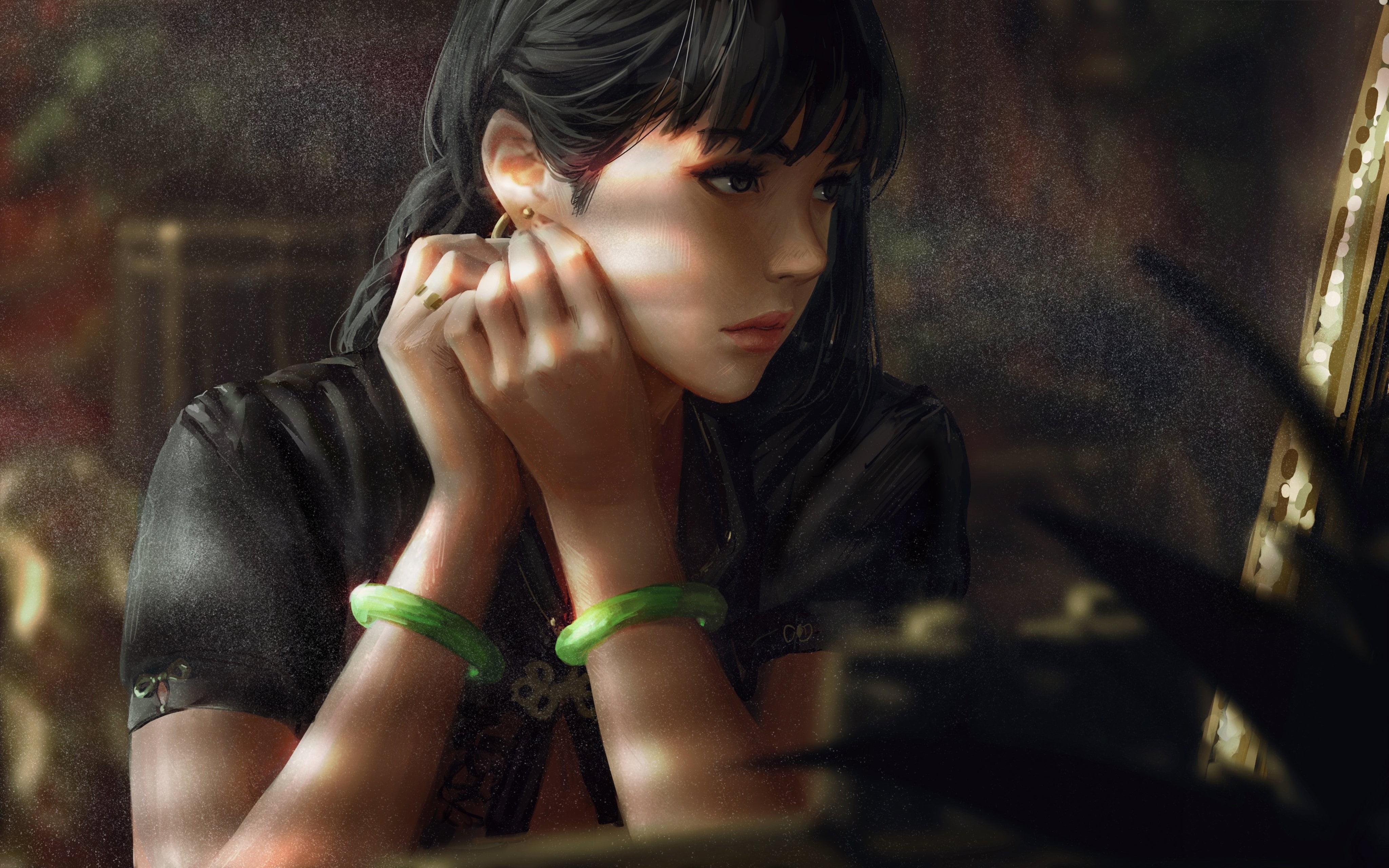 anime, original characters, anime girls, GUWEIZ, 4K, Bad guys, HD Wallpaper