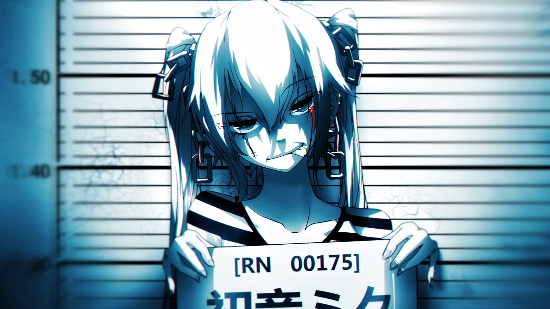 Hatsune Miku, anime girls, human representation, Vocaloid, text, clothing, blinds, blue, anime, standing, futuristic, 1080P, communication, technology, HD Wallpaper
