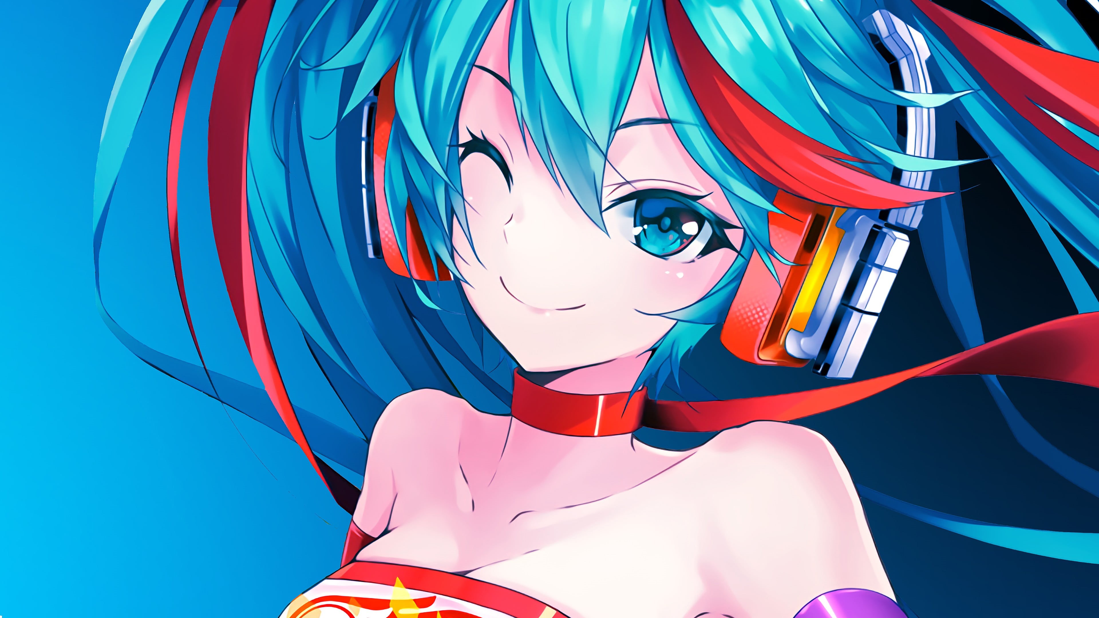 human face, blue, glasses, real people, red, young adult, headphones, lifestyles, long hair, eyeglasses, portrait, leisure activity, beautiful woman, Vocaloid, HD Wallpaper