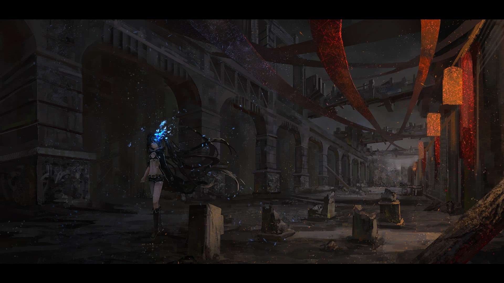 history, damaged, night, wallaper, building exterior, built structure, inside, architecture, abandoned, anime, landscape, outdoors, residential district, HD Wallpaper
