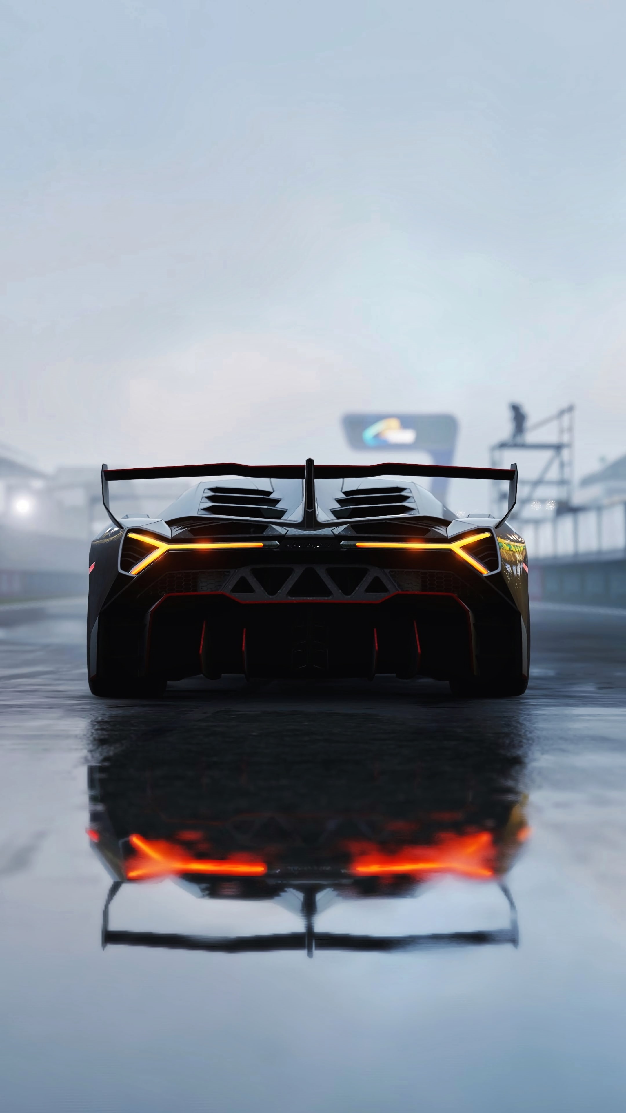 lamborghini, lamborghini veneno, rear view, racing, sports car, 4K, Phone HD Wallpaper