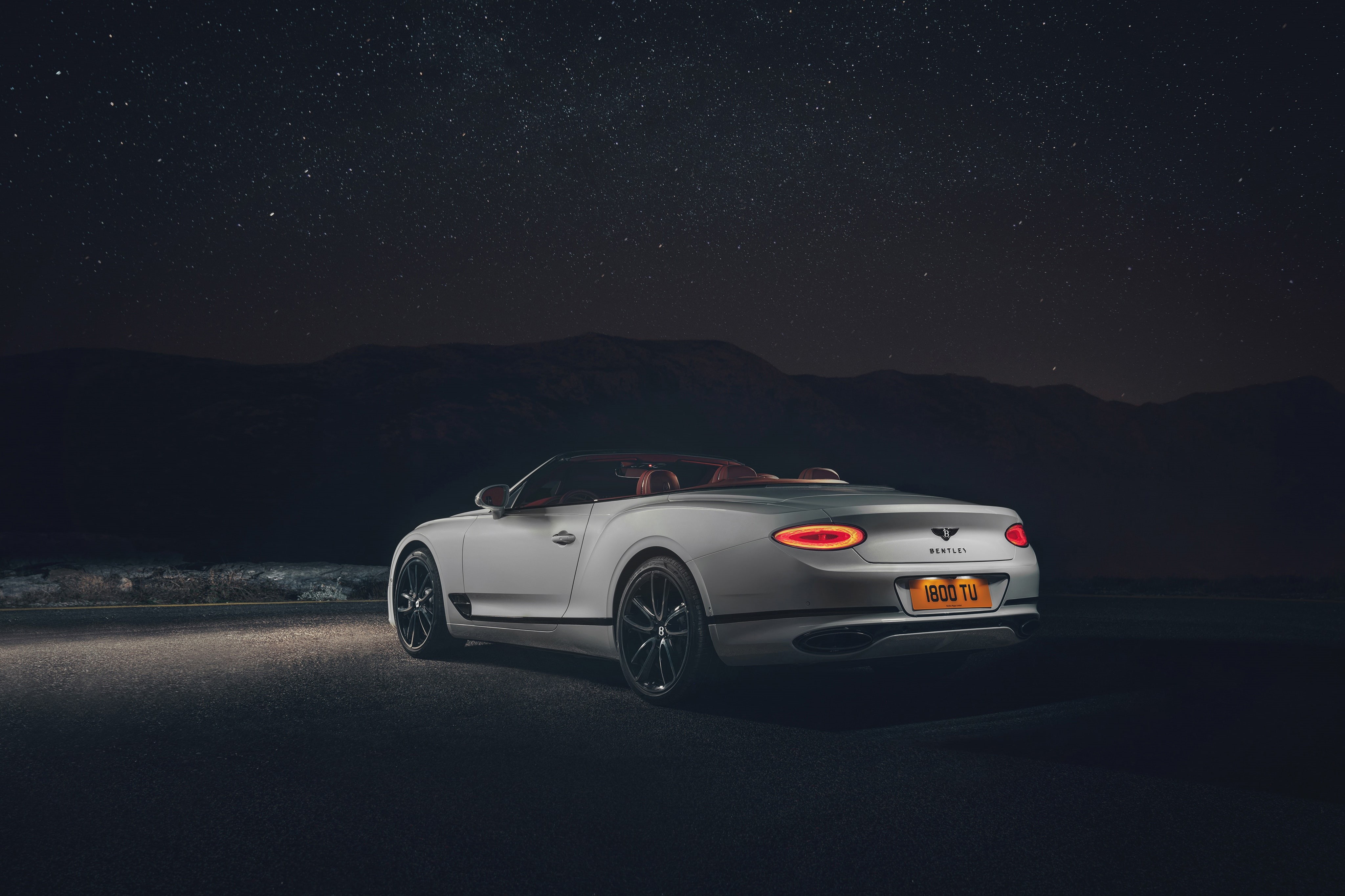 Continental GT, Convertible, 4K, Bentley, 2019, night, rear view, HD Wallpaper