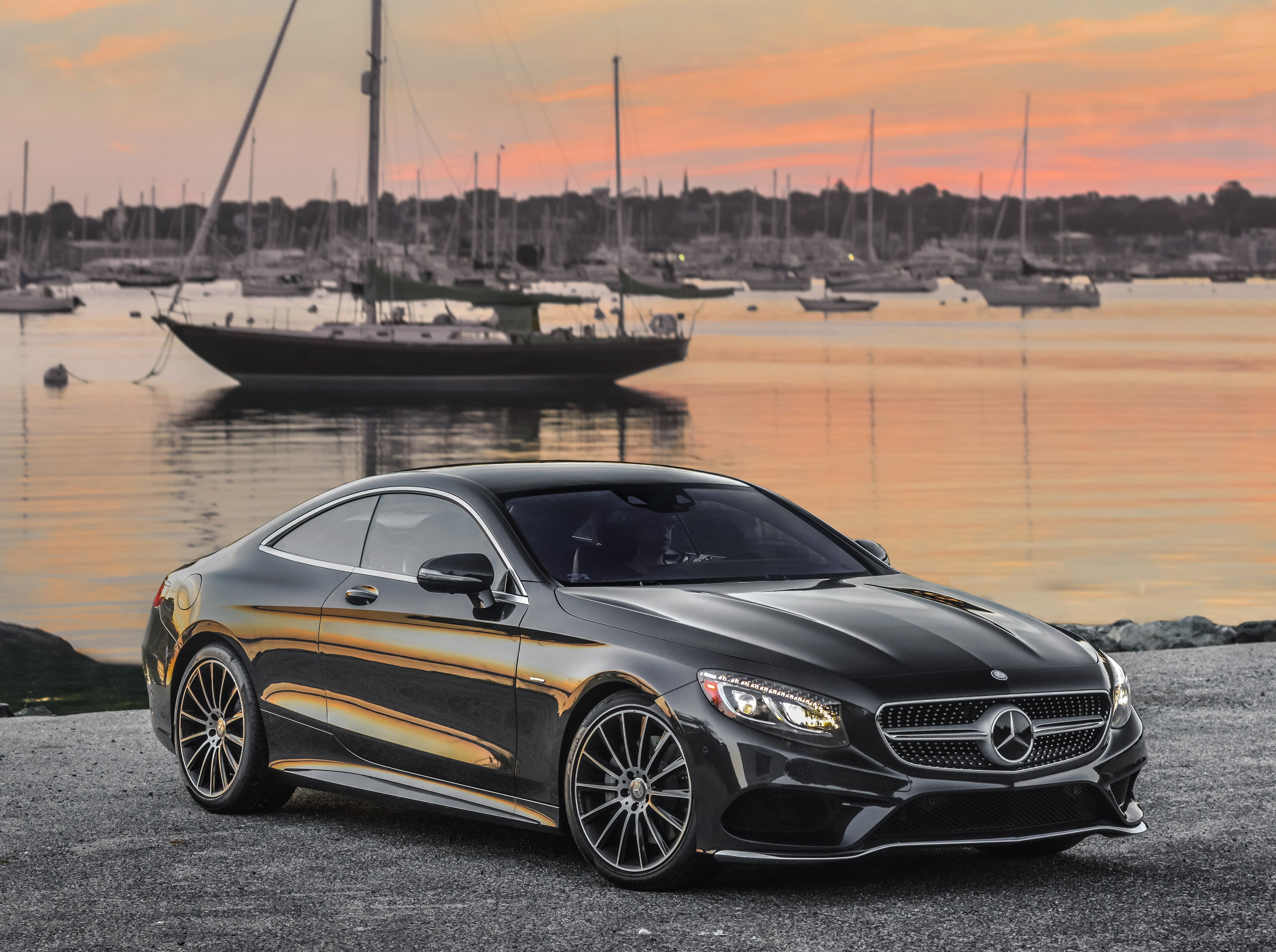 mercedes-benz, gray, sport, fuel and Power Generation, mode of Transport, architecture, transportation, harbor, speed, outdoors, sky, built structure, black Color, HD Wallpaper