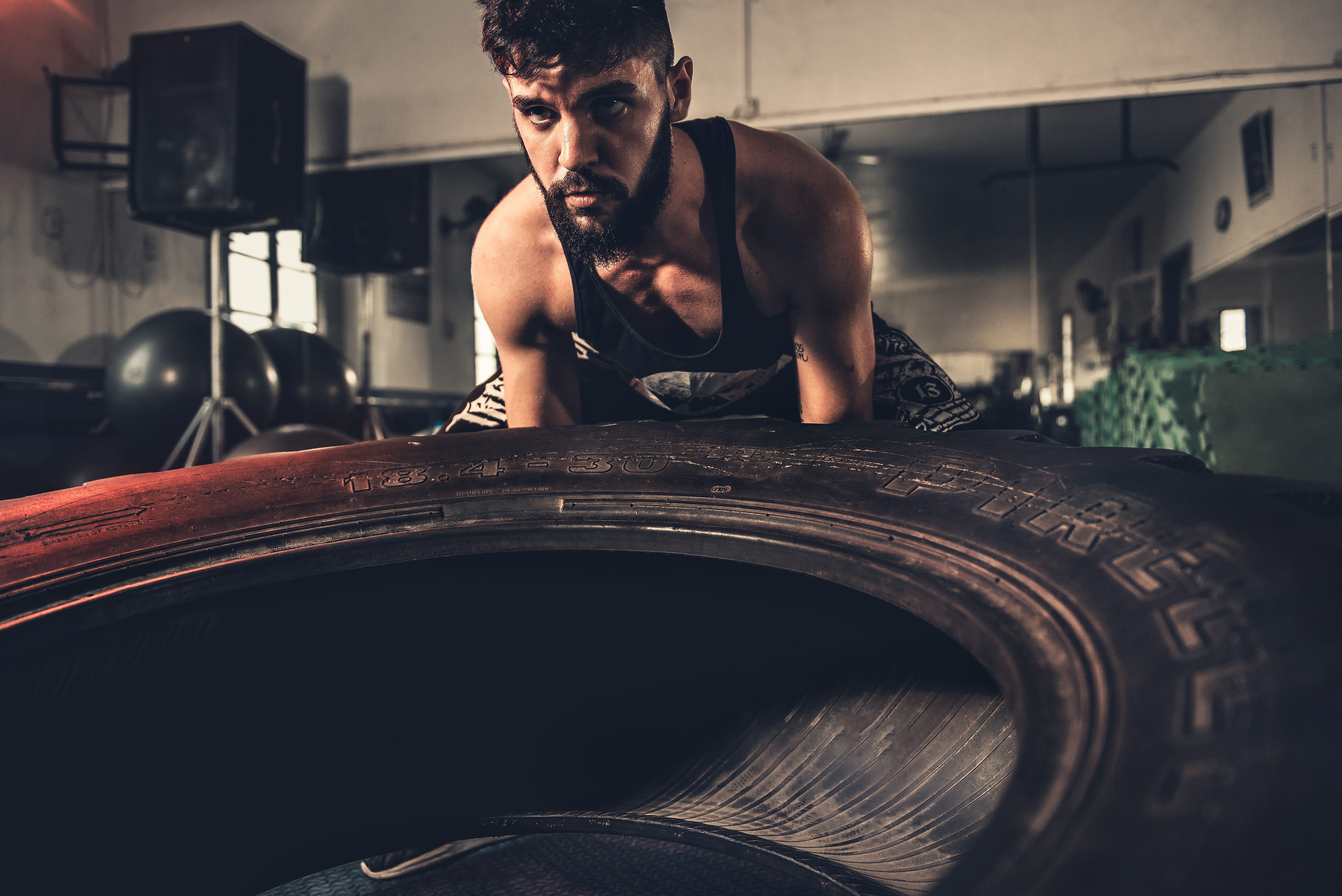 wheel, tank, effort, adult, bodybuilding, bodybuilder, equipment, working out, physical activity, active, crossfit, person, weight training, males, brawny, HD Wallpaper