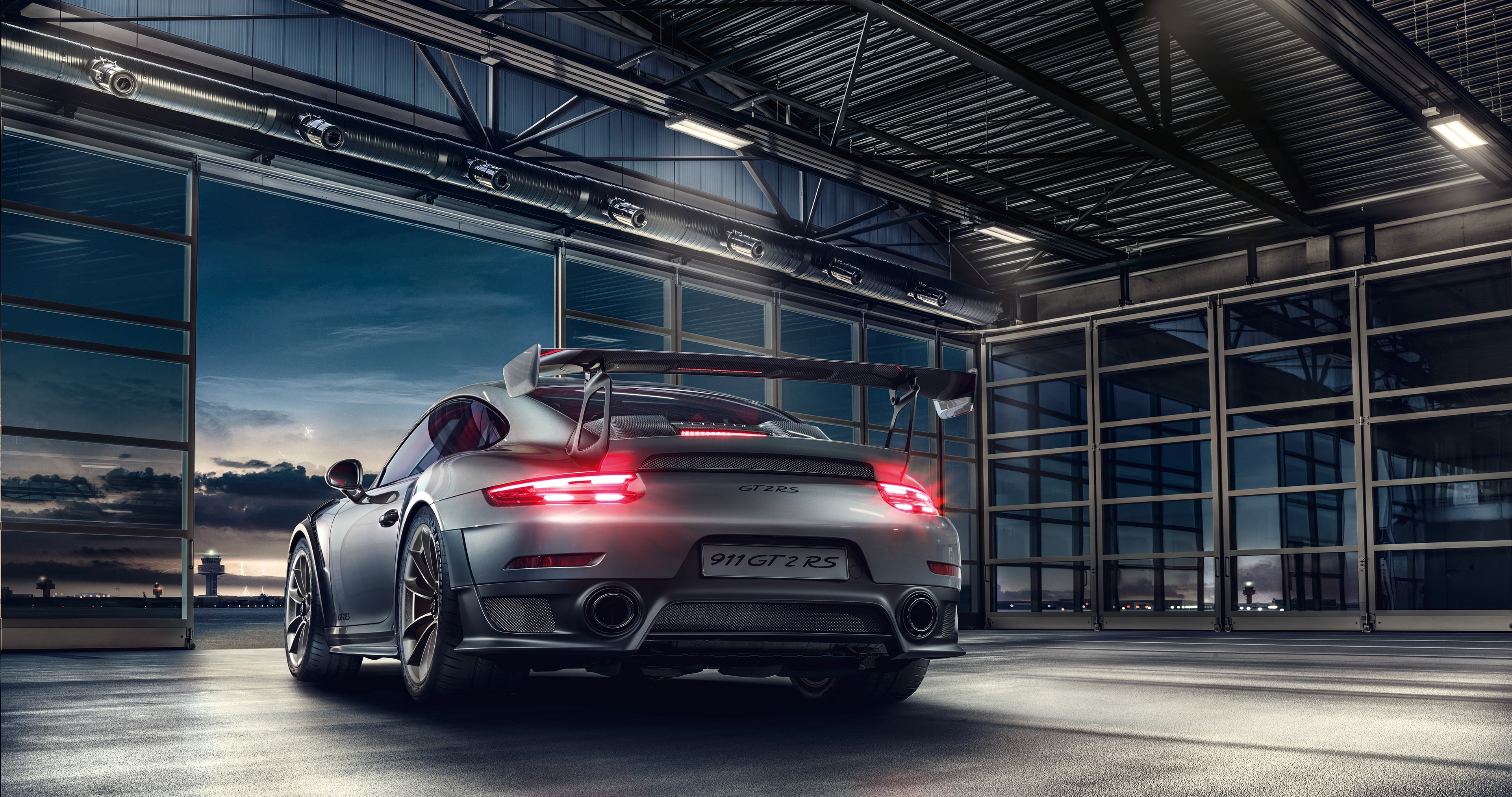 gray, HD, 4K, Porsche 911 GT2 RS, 4K, Rear view, coupe, HD Wallpaper