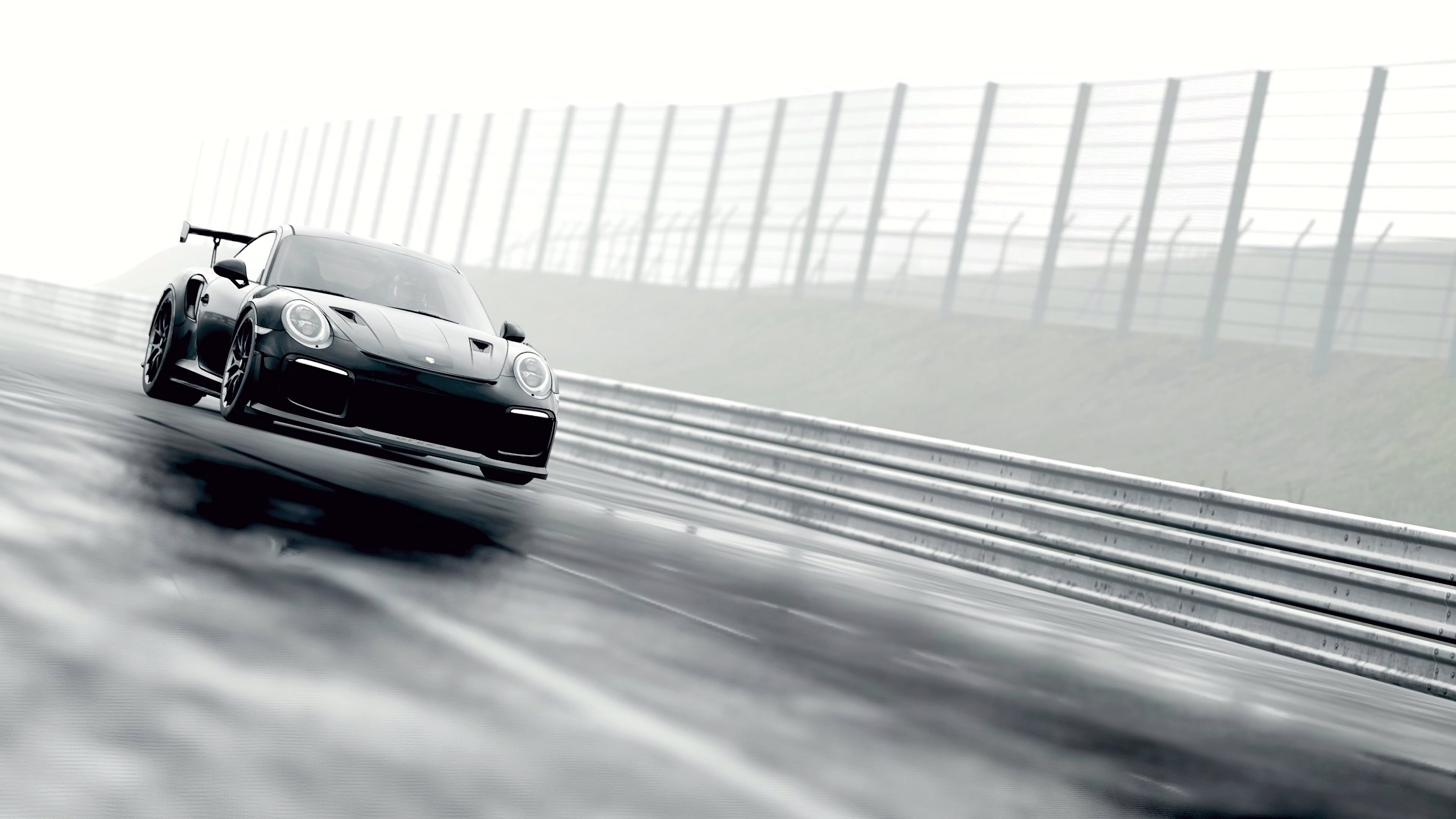 porsche, travel, racecar, land vehicle, copy space, nature, fog, mode of transportation, transportation, auto racing, sports car, on the move, outdoors, HD Wallpaper