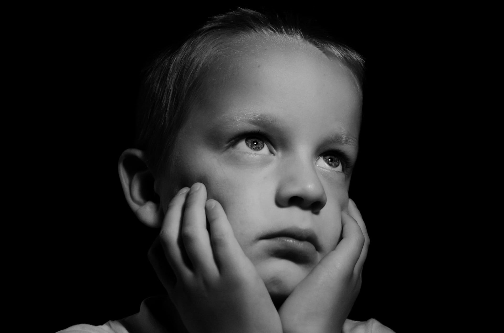 hand, looking away, down, tears, boy, portrait, cute, front view, man, thinking, lifestyle, human body part, one Person, finger, contemplation, black And White, HD Wallpaper