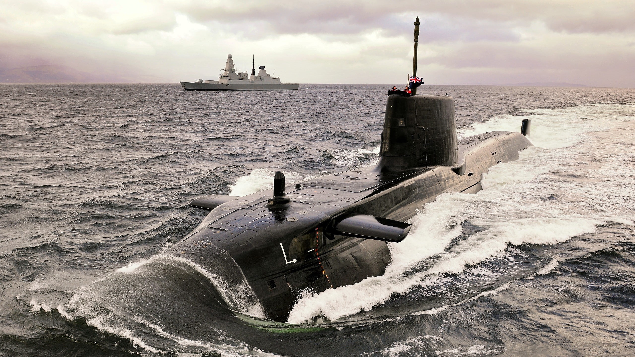 Destroyer, Royal Navy, beauty in nature, architecture, mode of transportation, nautical vessel, no people, nature, military, cloud - sky, tower, Astute-class submarine, HD Wallpaper