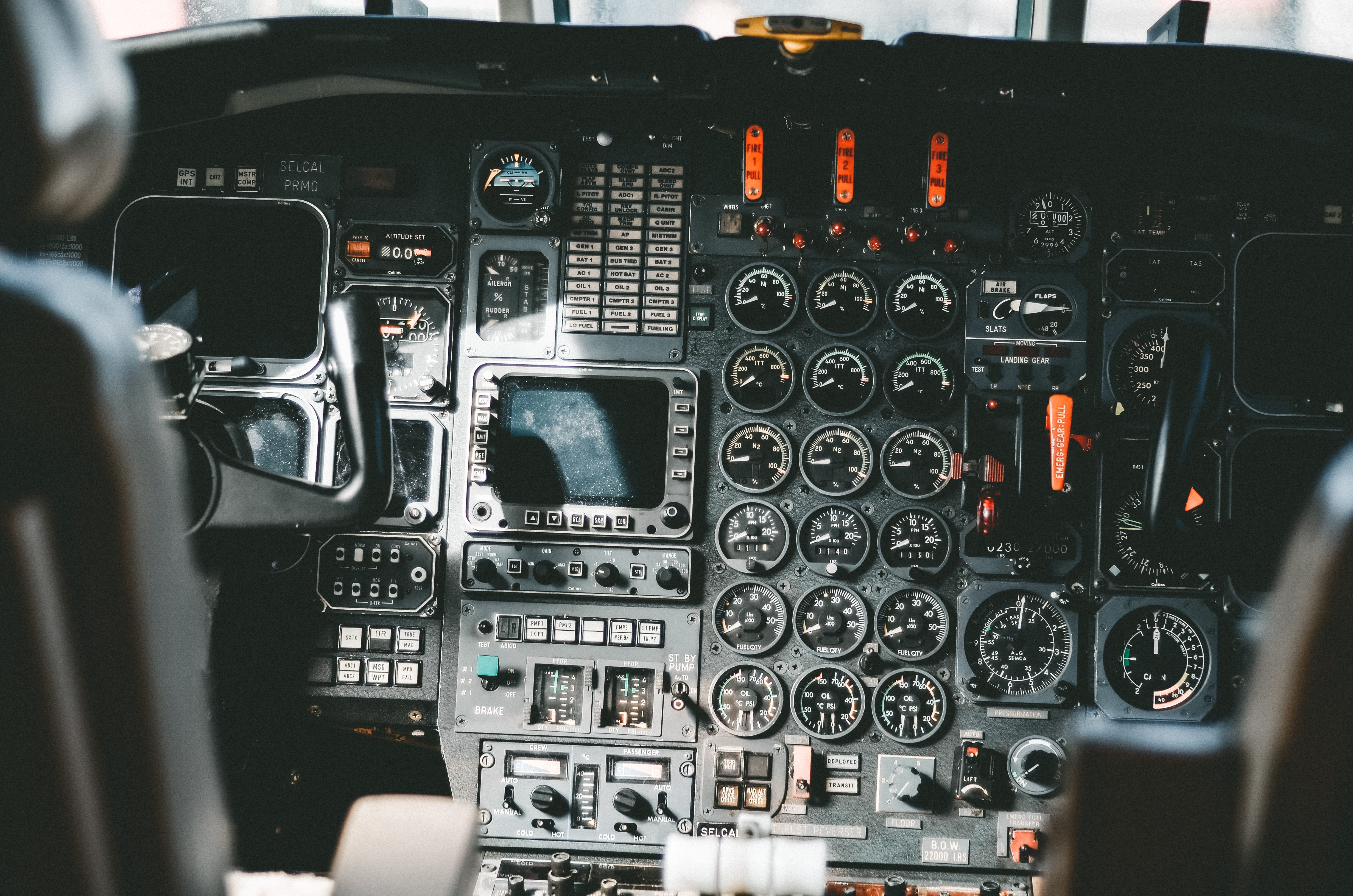 black, avionic, 4K, vehicle interior, piloting, aerospace industry, commercial airplane, panel, cockpit, instrument, air vehicle, close-up, aircraft, flying, HD Wallpaper