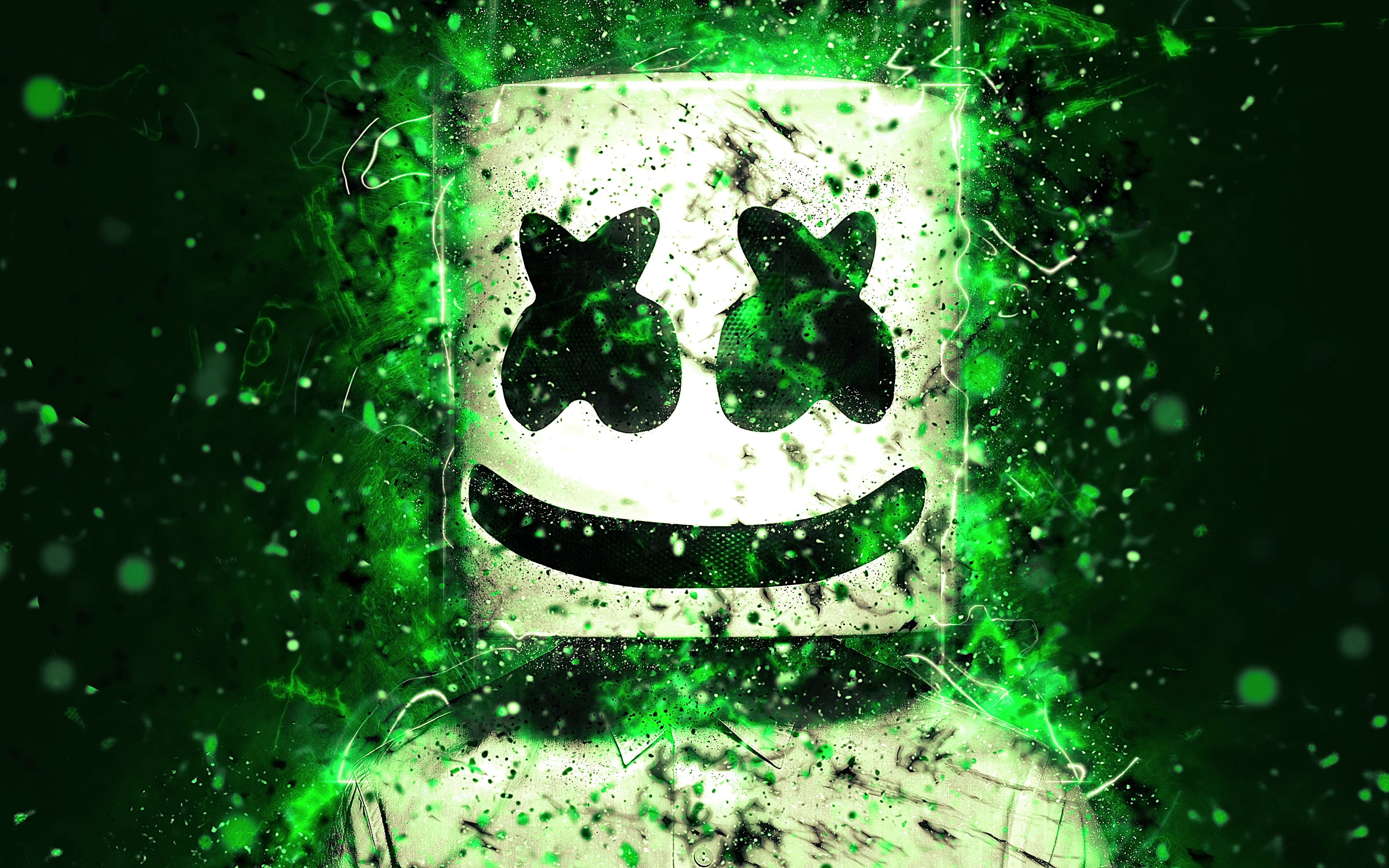 Neon art, 4K, Marshmello, 4K, HD Wallpaper