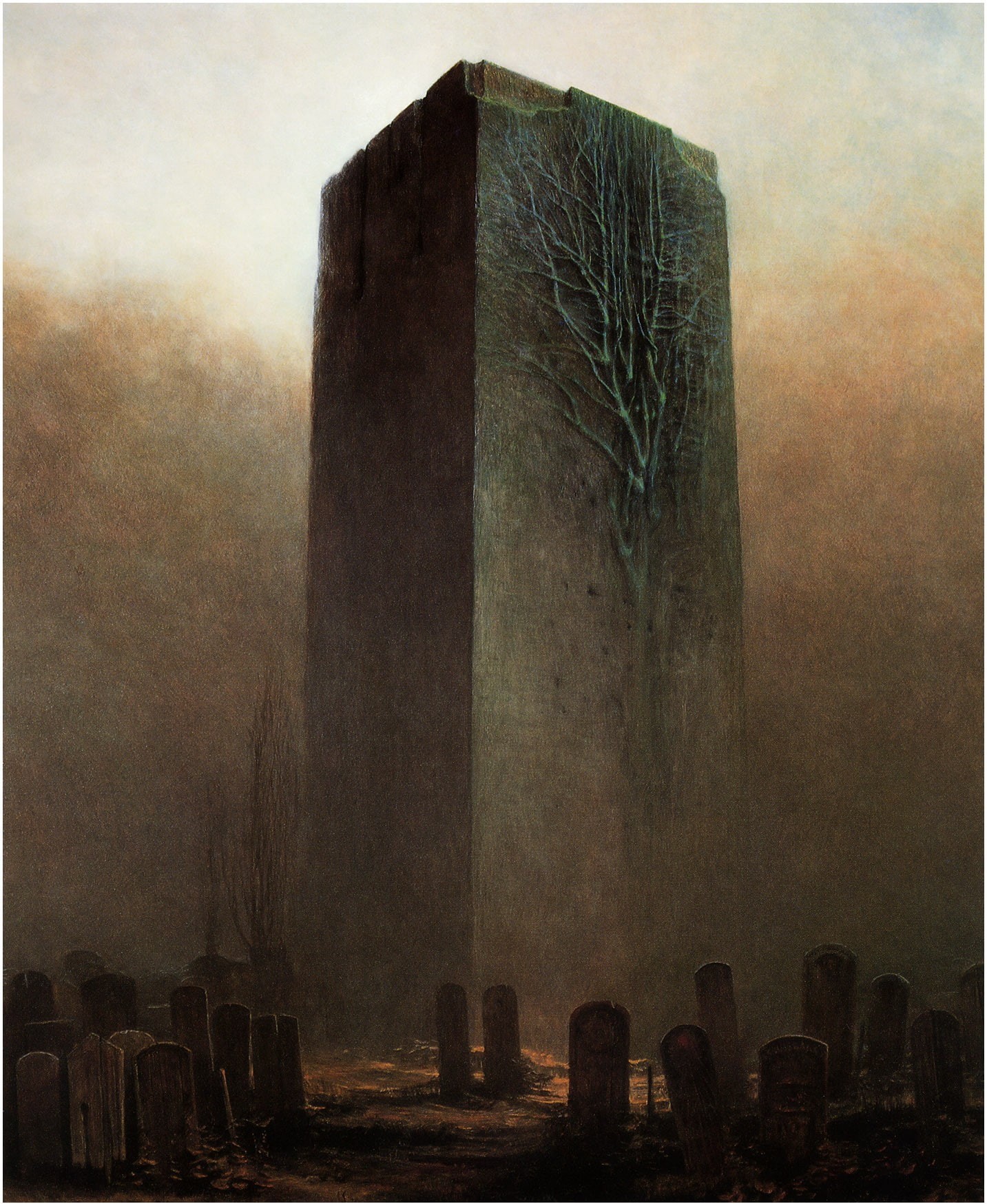 creepers, beksi, aw, zdzis, 720P, ski, dark, artwork, buildings, zdzisław beksiński, Phone HD Wallpaper