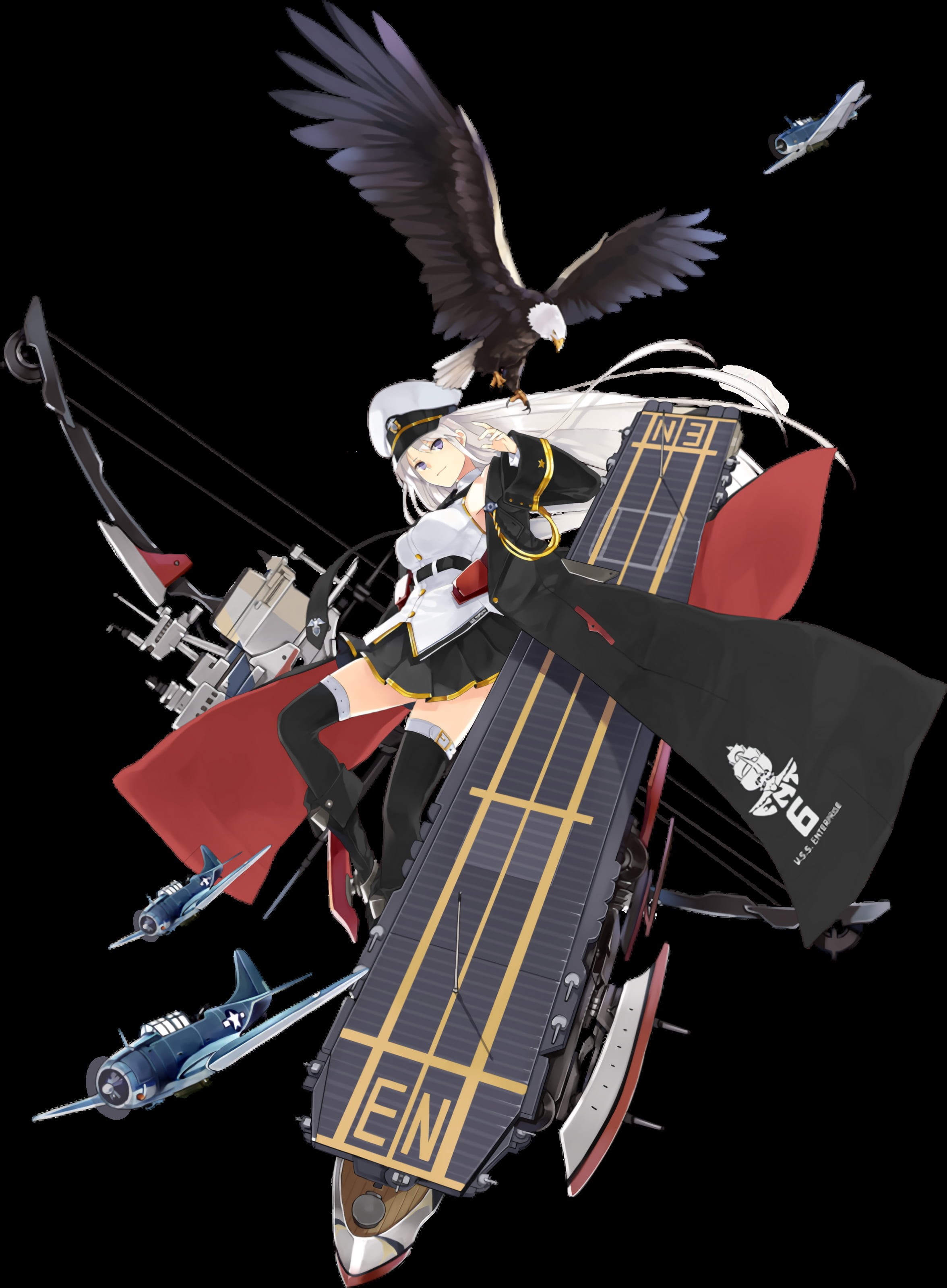Enterprise (Azur Lane), anime, ship, 2K, Azur Lane, anime girls, transparent background, upscaled, Phone HD Wallpaper