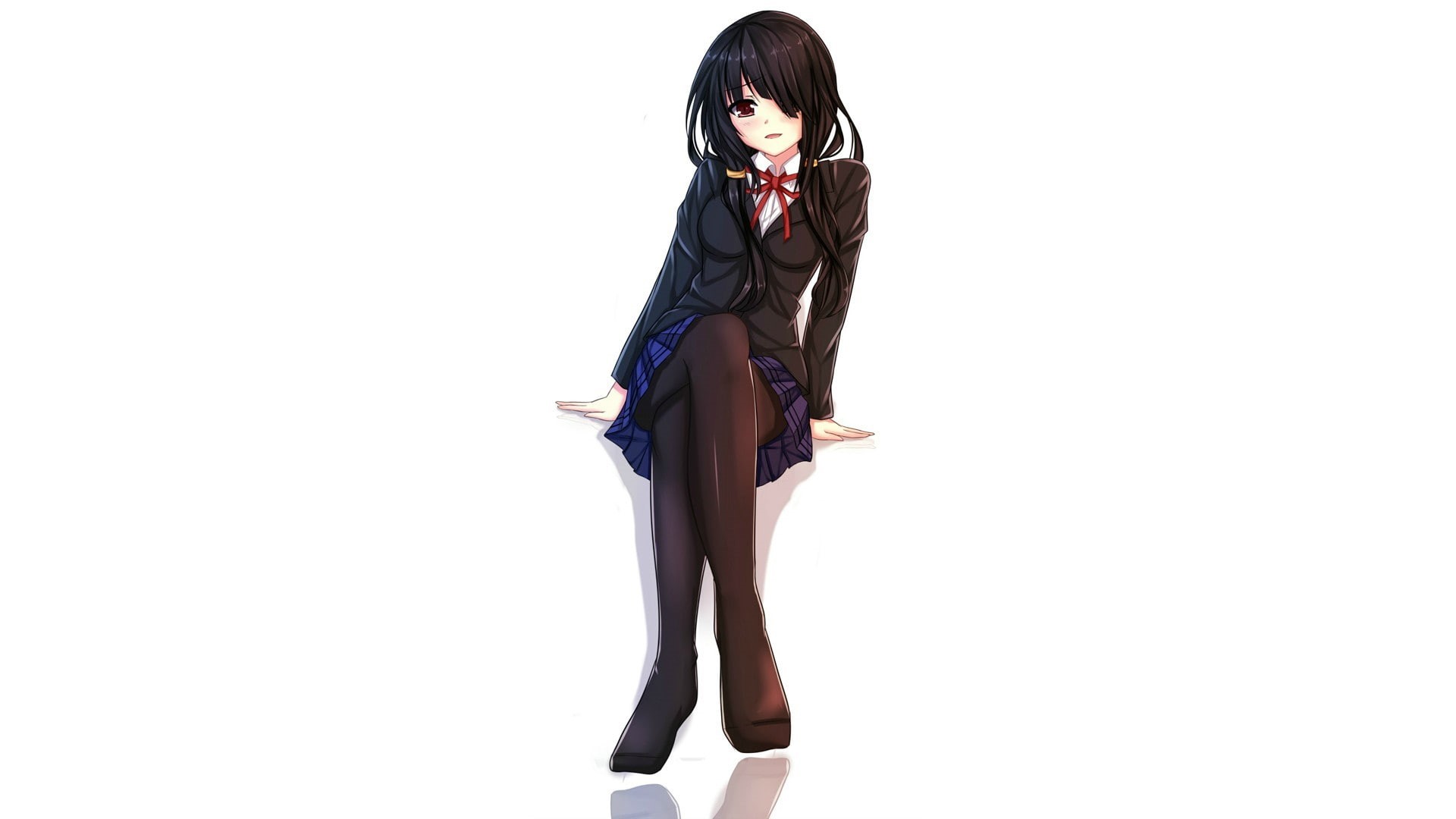 school uniform, beauty, young adult, young women, black, casual clothing, fashion, anime, one person, women, looking at camera, Date A Live, lifestyles, HD Wallpaper