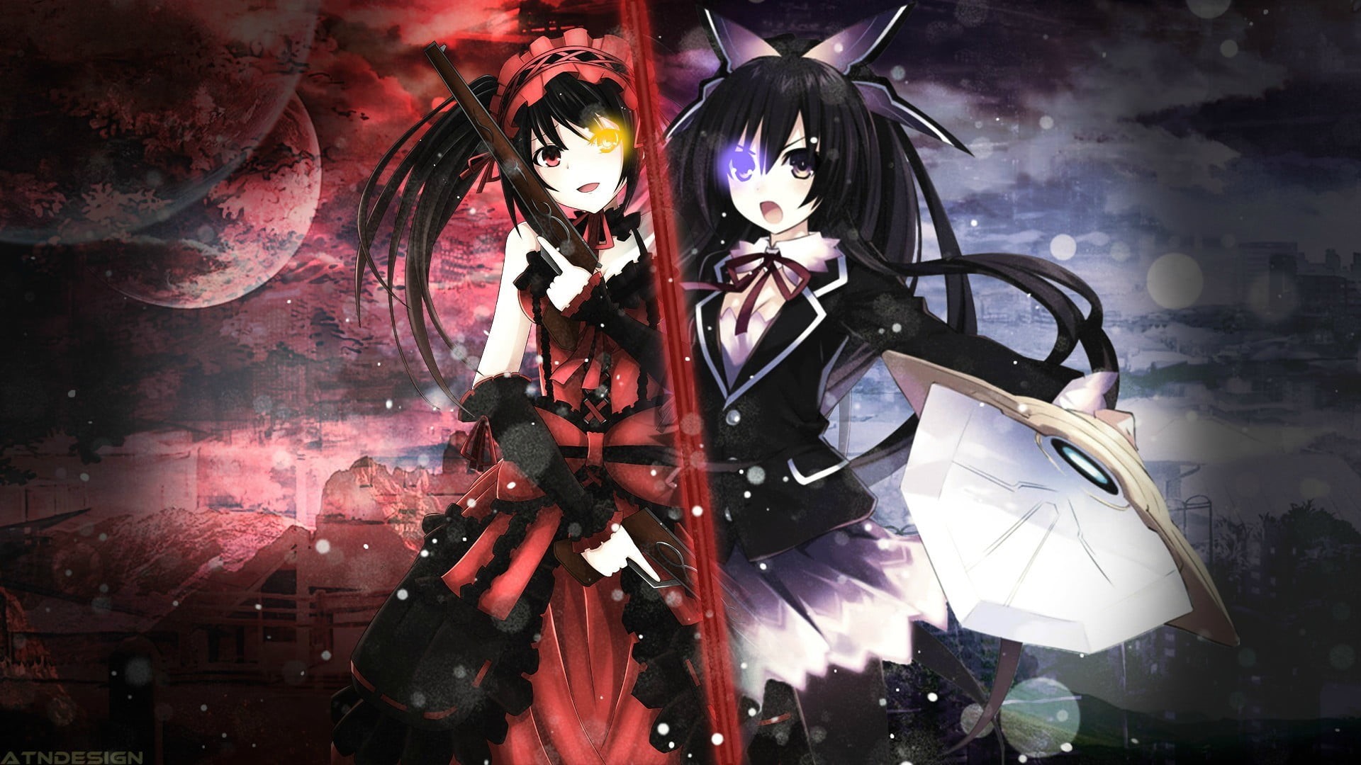 young women, Date A Live, celebration, beautiful woman, night, witch, front view, portrait, Yatogami Tohka, looking at camera, spooky, adult, women, 1080P, HD Wallpaper