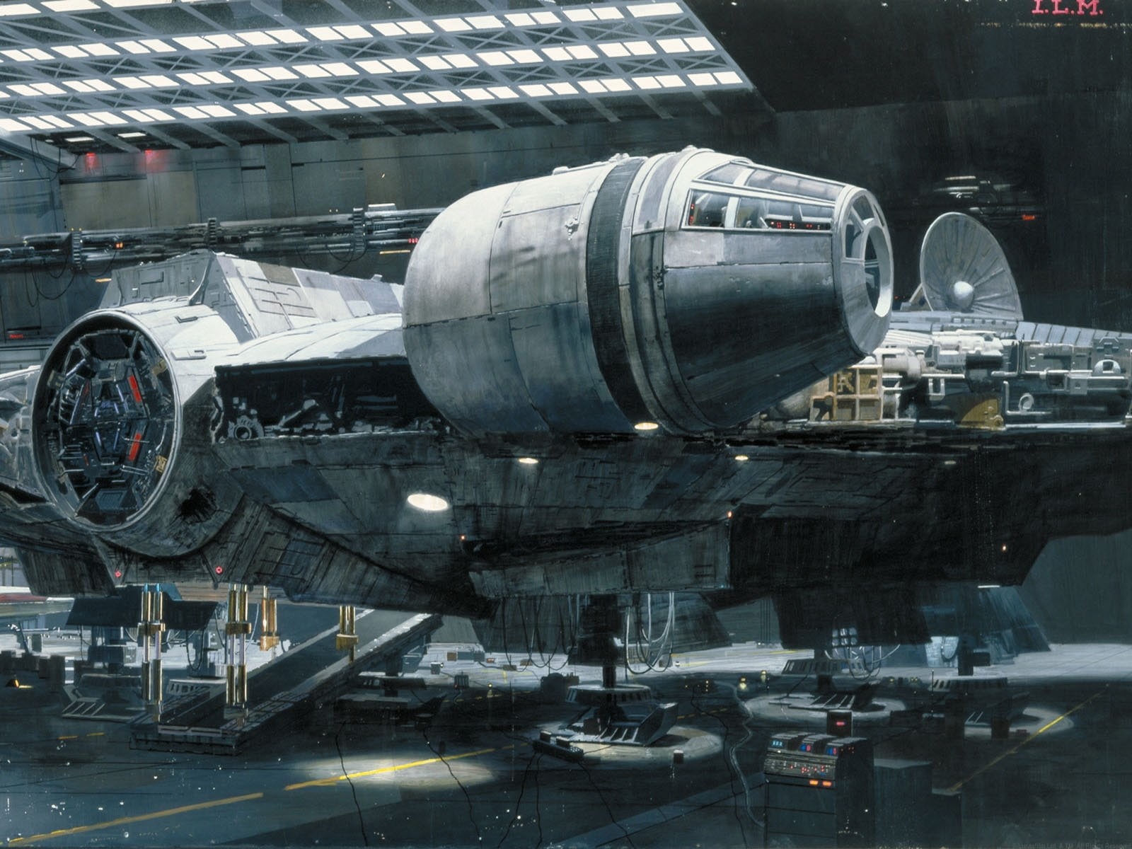 hd, art, 720P, hangar, games, movies, Star Wars, Millennium Falcon, falcon, wars, star, millennium, video, HD Wallpaper