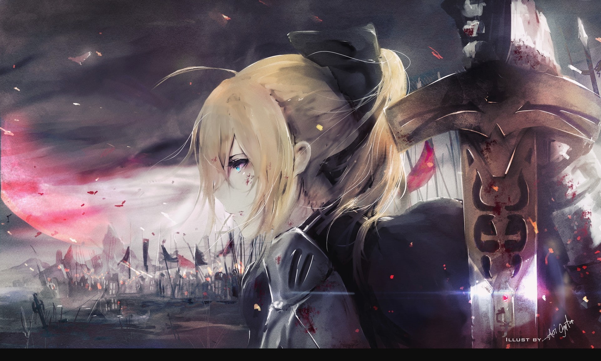 Saber Alter, sword, Fate Series, Fate/Stay Night, Saber, Aoi Ogata, 1080P, HD Wallpaper
