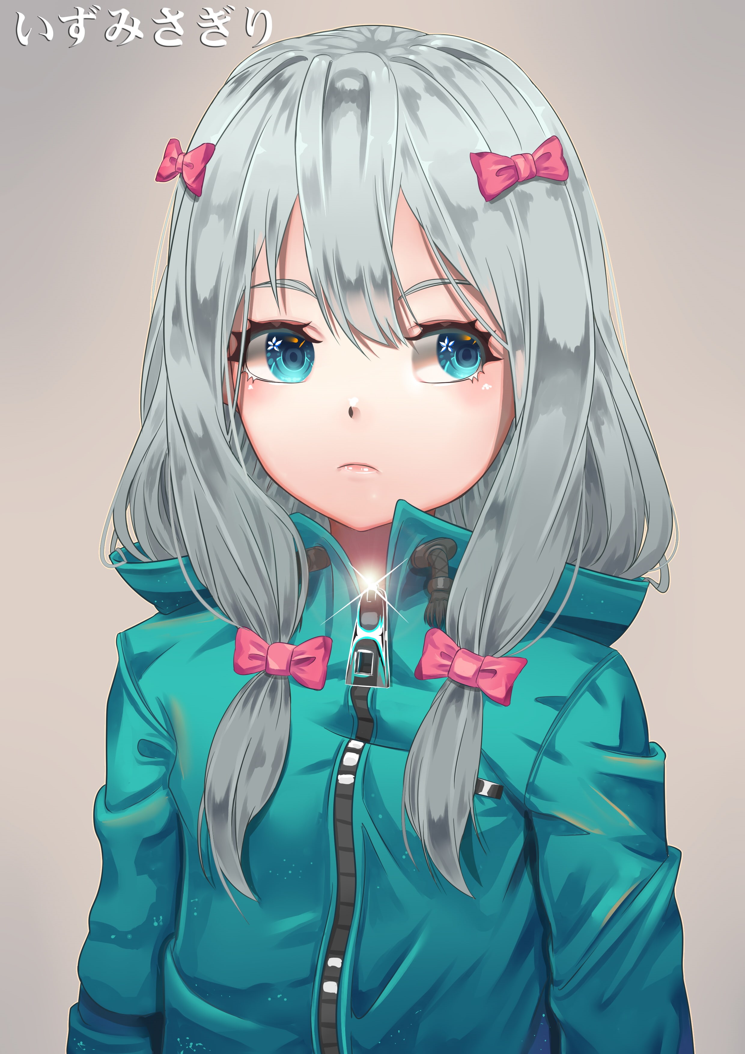 studio shot, clothing, young adult, women, hairstyle, headshot, Izumi Sagiri, blue, anime girls, hair, portrait, lipstick, innocence, smiling, indoors, Phone HD Wallpaper