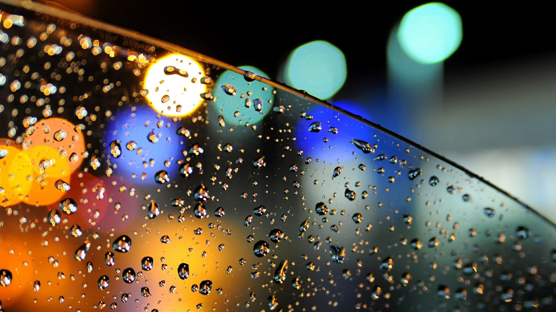no people, bokeh, rain, glass, droplet, window, night, 1080P, focus on foreground, close up, glass - material, transportation, indoors, water, illuminated, HD Wallpaper
