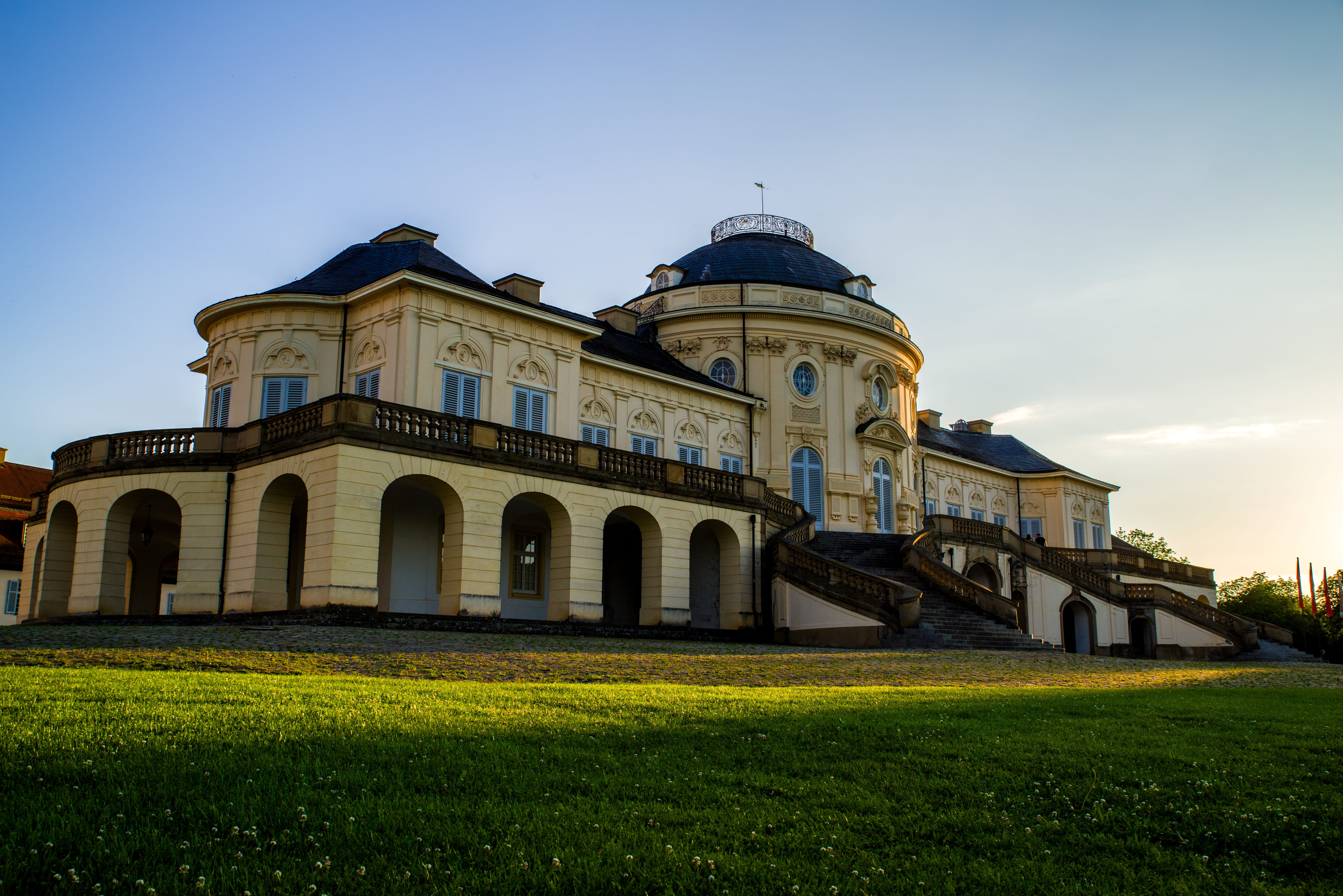 grass, no people, solitude, building exterior, the past, plant, travel destinations, blue, stuttgart, religion, nature, old, dome, sky, sunset, belief, HD Wallpaper