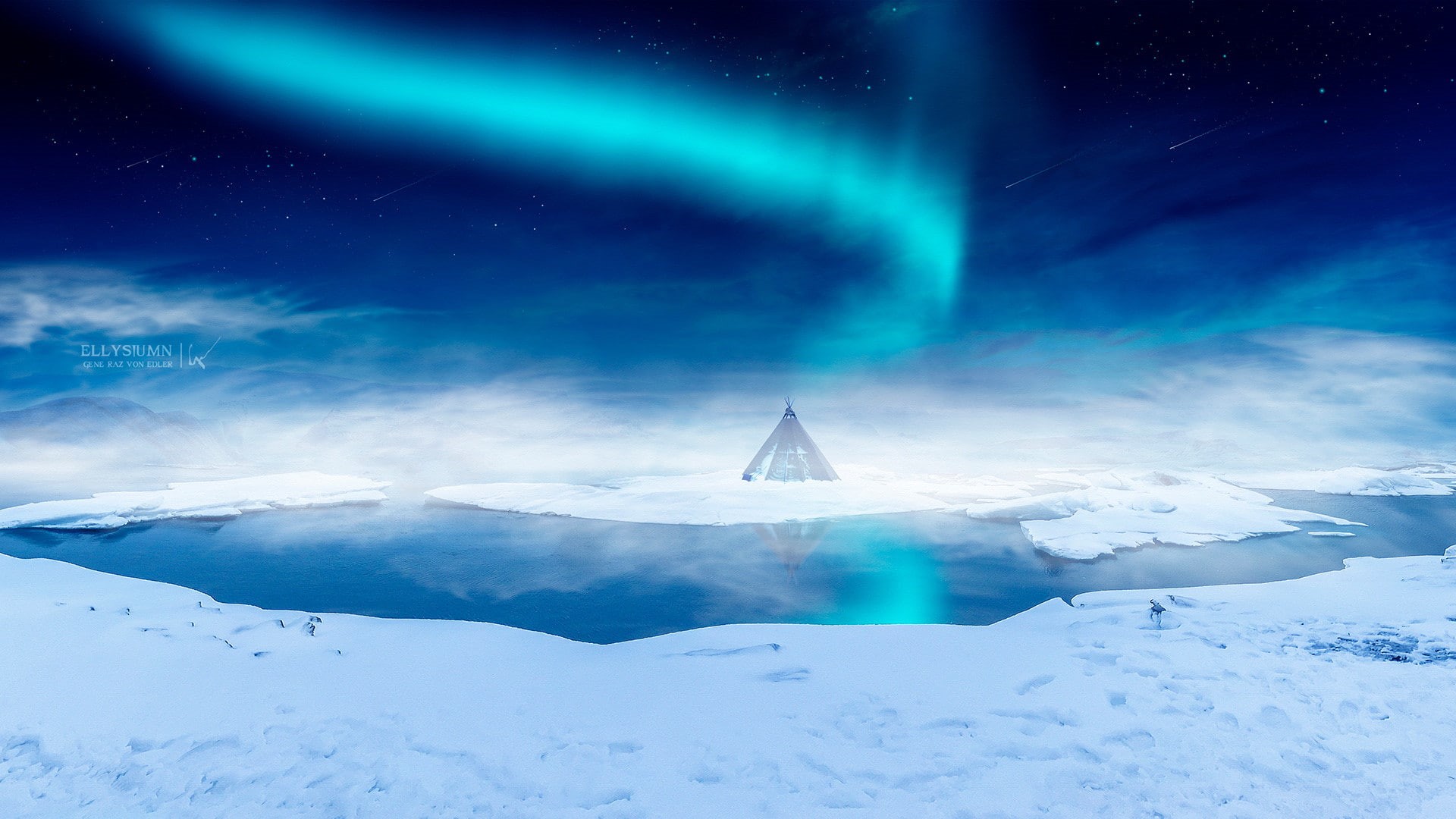 arctic, night, snowcapped mountain, illuminated, nature, bright, no people, 1080P, meteorology, light - natural phenomenon, solitude, cold temperature, HD Wallpaper