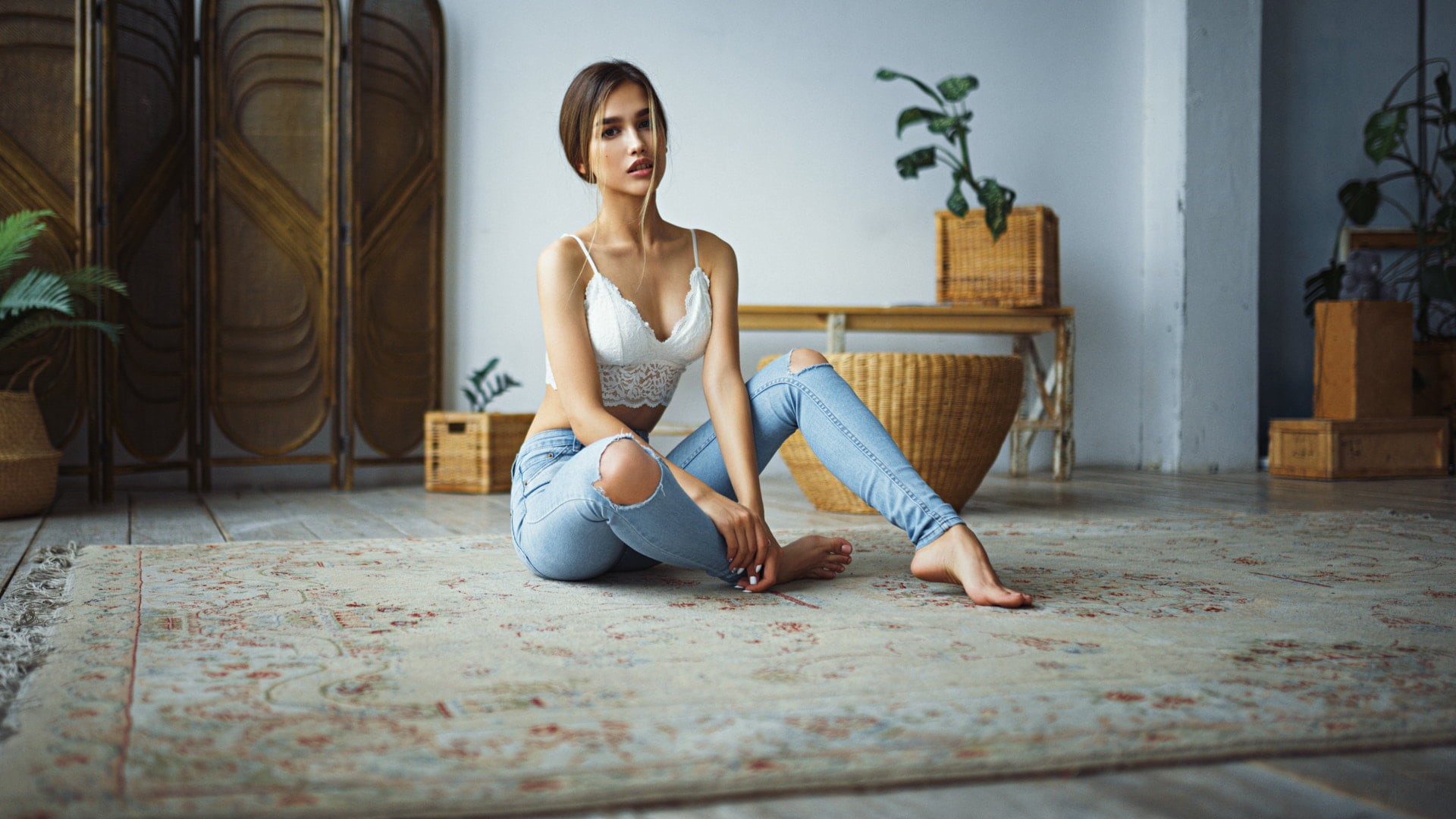 hairstyle, lotus Position, lifestyles, shirt, real People, happiness, beauty, body Care, girls, leisure Activity, thong, sports Training, house, zen-like, HD Wallpaper