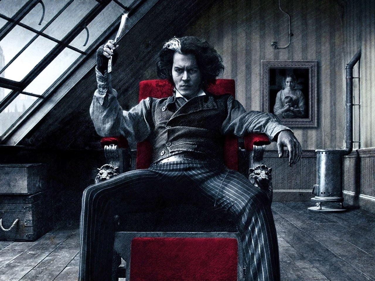building, men, spooky, Johnny Depp, looking at camera, the past, s, front view, portrait, Sweeney Todd, males, vest, young men, black, adult, history, one person, HD Wallpaper