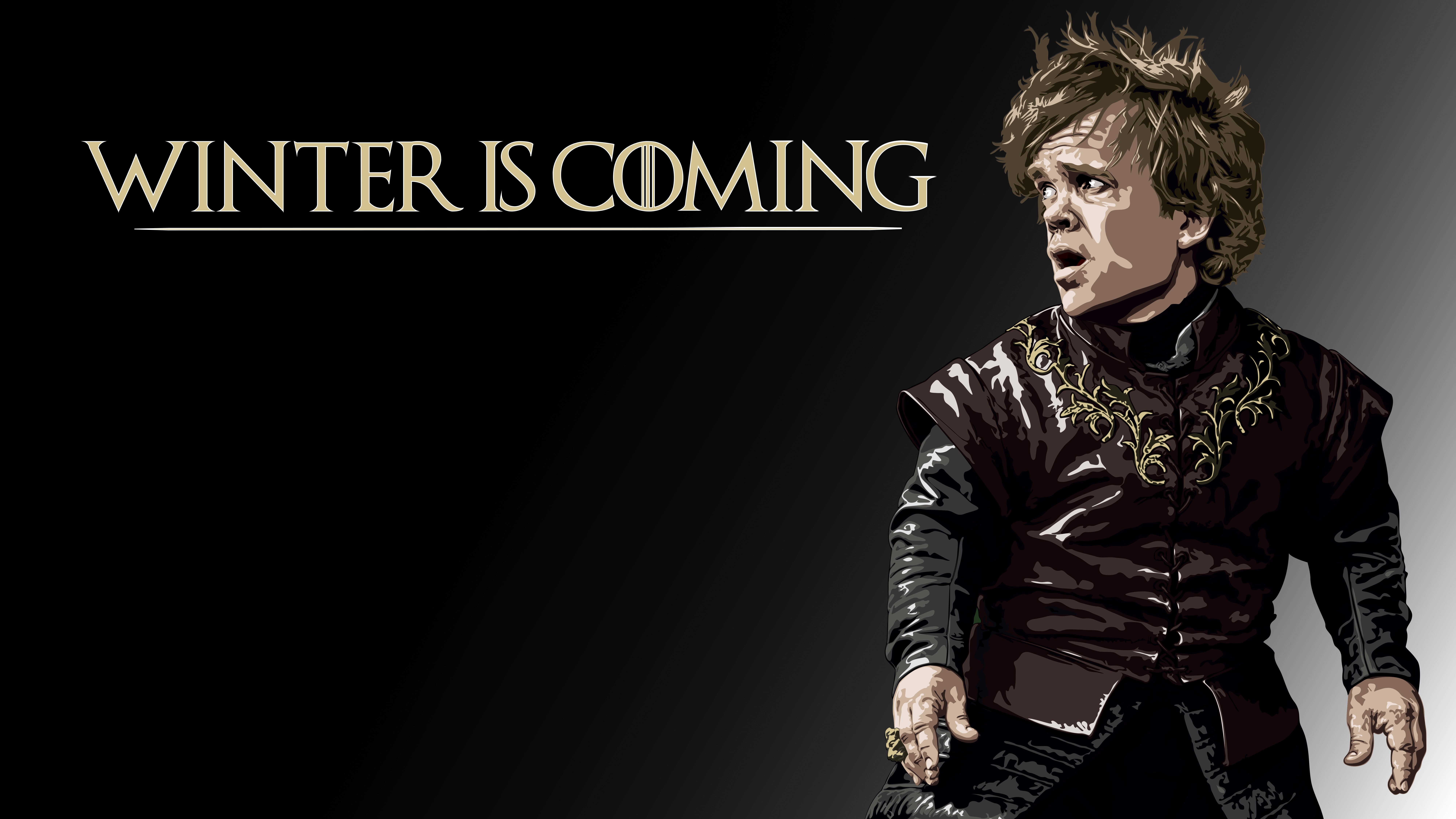 s, studio shot, copy space, casual clothing, western script, black background, looking away, communication, men, front view, Winter Is Coming, Tyrion Lannister, HD Wallpaper