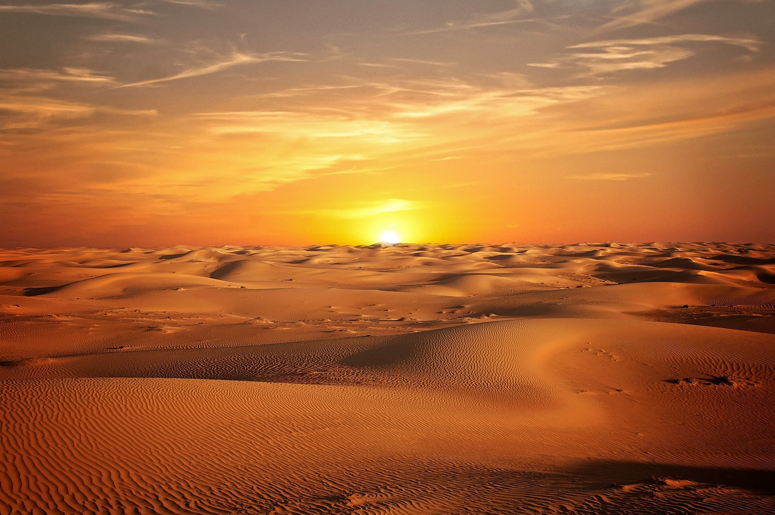 sand Dune, horizon over water, sky, romantic sky, Desert, dry, sun, dusk, orange Color, tranquil scene, scenics - nature, beauty In Nature, weather mood, HD Wallpaper