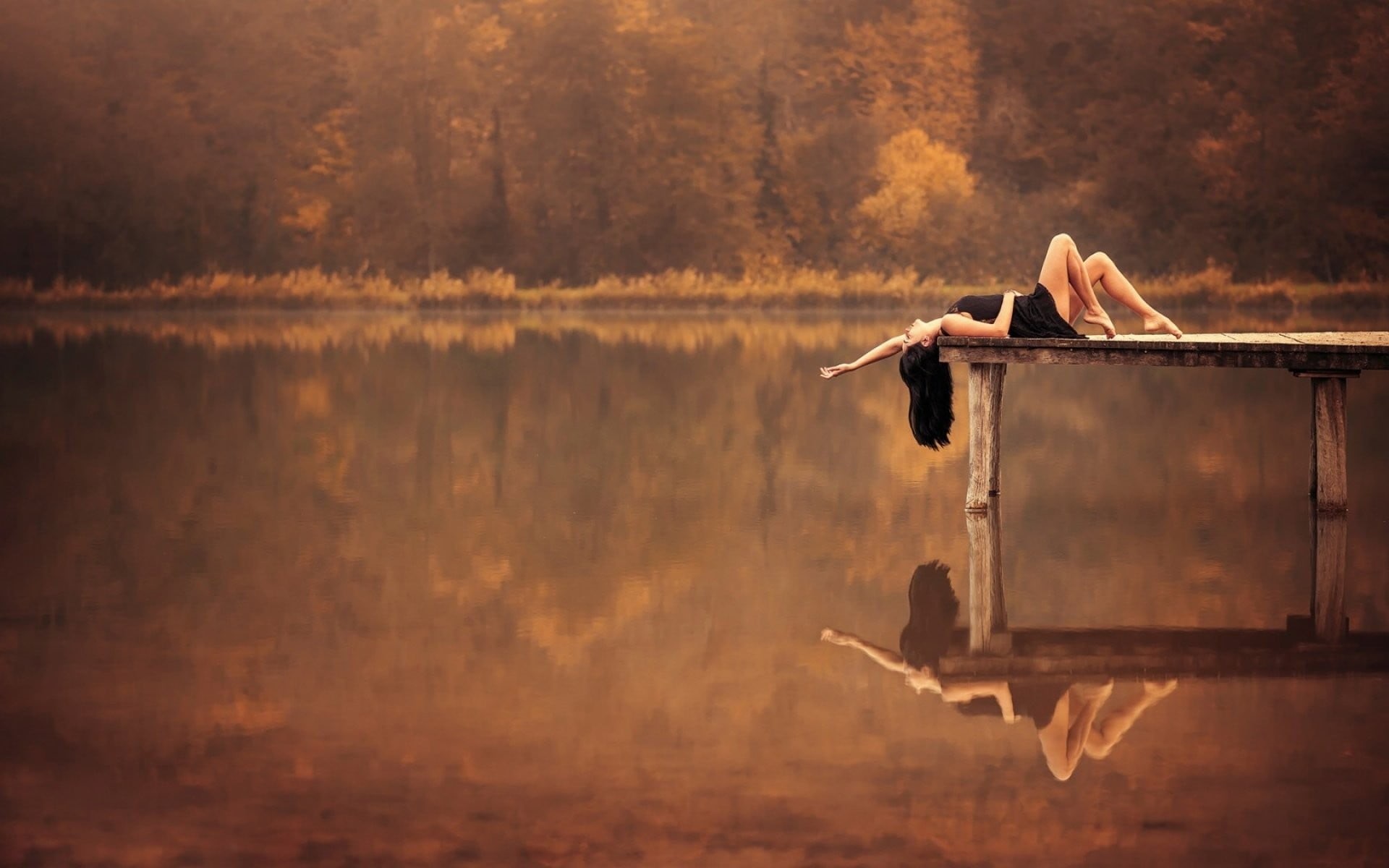 wooden, beauty, trees, recreational Pursuit, lying on back, real people, golden, near, beauty In Nature, reflection, sitting, beautiful, relaxation, long hair, HD Wallpaper
