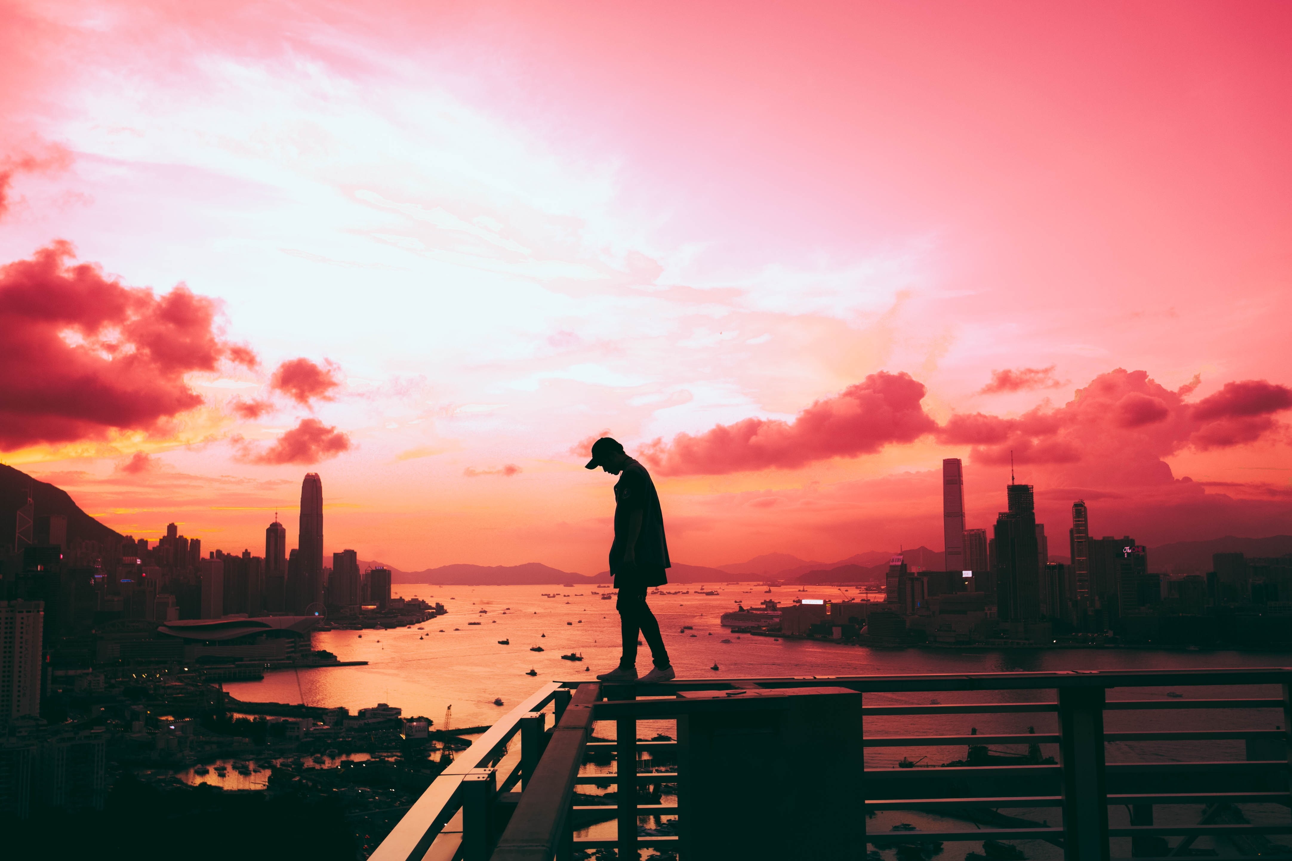Sunset, 4K, Silhouette, Dusk, 4K, Alone, HD Wallpaper