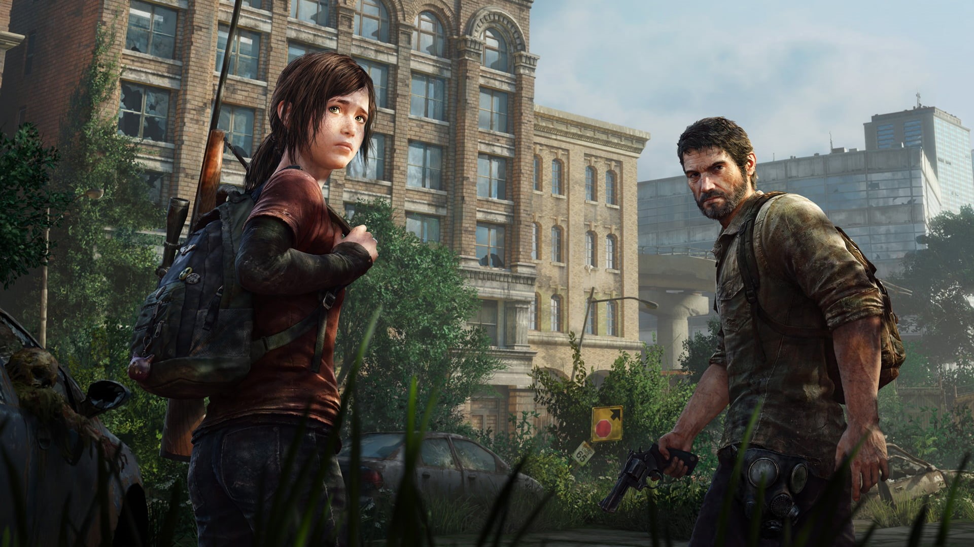 game, cover, two people, Ellie, standing, three quarter length, togetherness, 1080P, apocalyptic, day, real people, government, nature, young adult, young men, HD Wallpaper