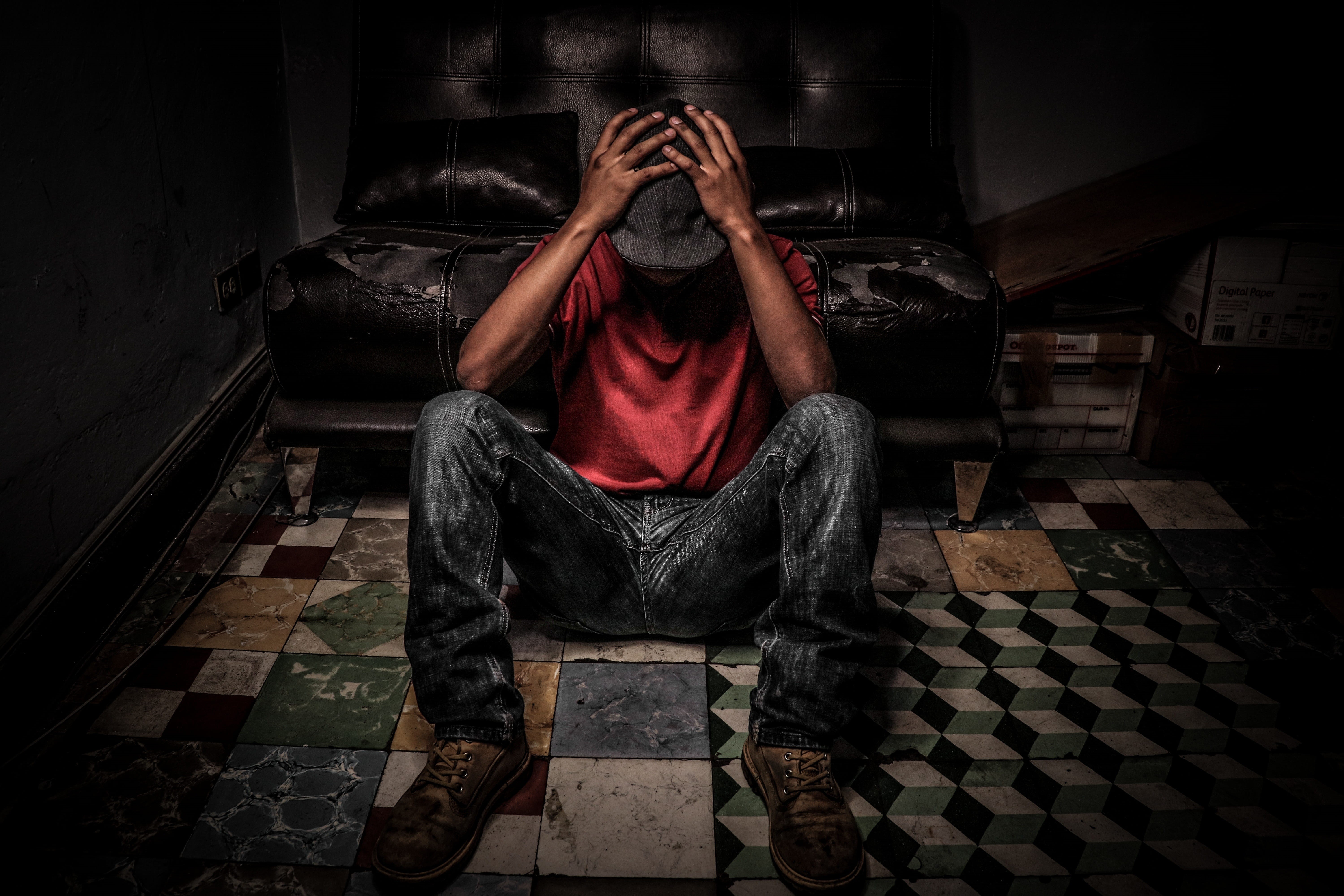 leisure activity, problem, beggar, dirty, black, poverty, indoors, male, dark, drugs, unhappy, begging, loneliness, flooring, relaxation, hunger, man, tiled floor, HD Wallpaper