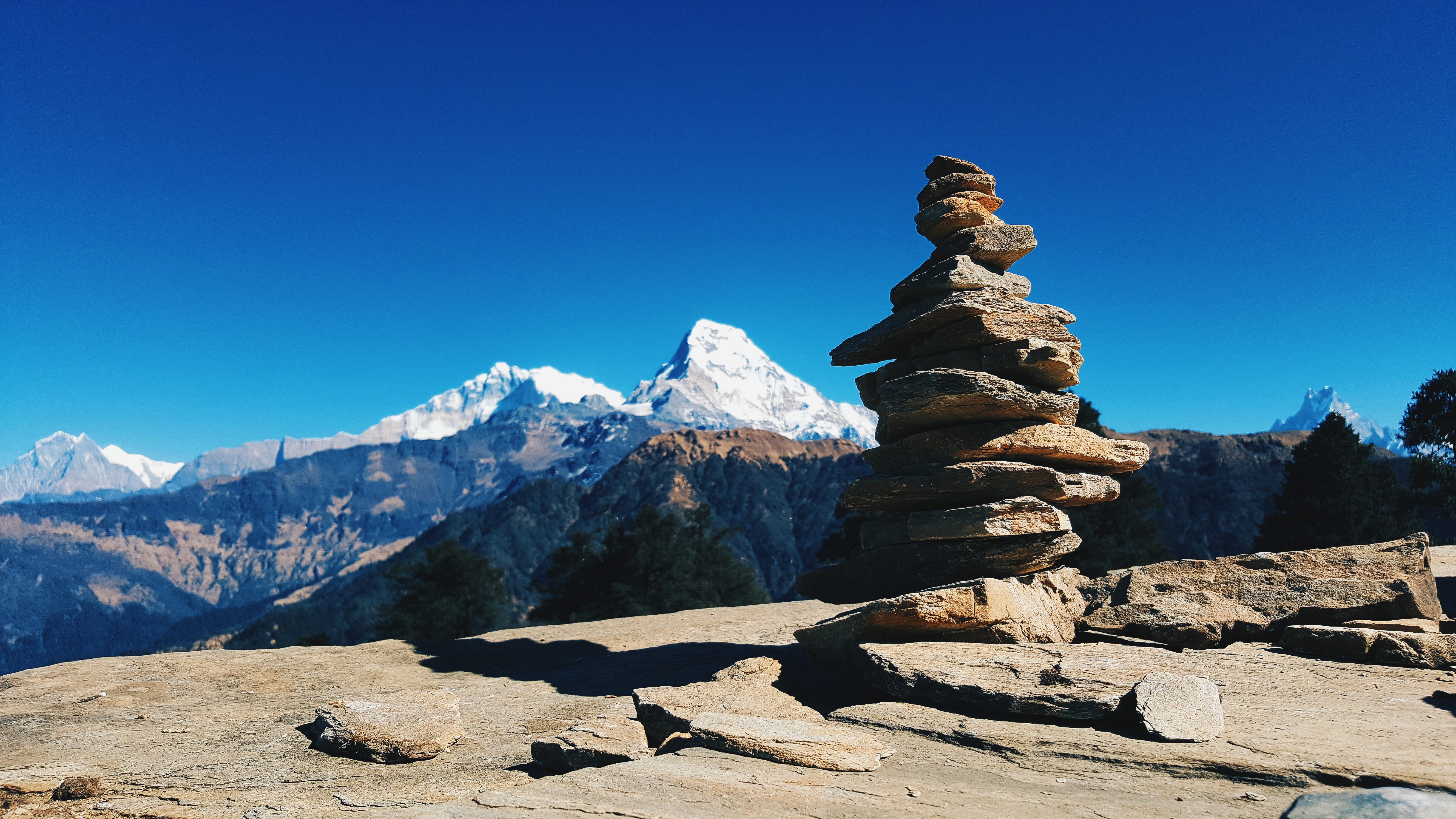 rock - object, day, physical geography, rocks, non-urban scene, rock, tranquility, blue, clear sky, shadow, nature, sunlight, formation, 5K, sky, scenics - nature, HD Wallpaper