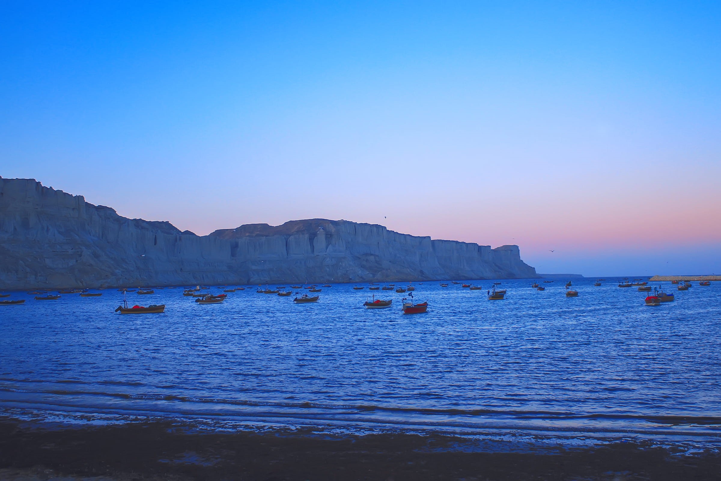 beach, morning, tranquility, nature, gwadar sea port, outdoors, transportation, dusk, scenics - nature, beauty, 1080P, sunset, clear sky, mode of transportation, HD Wallpaper