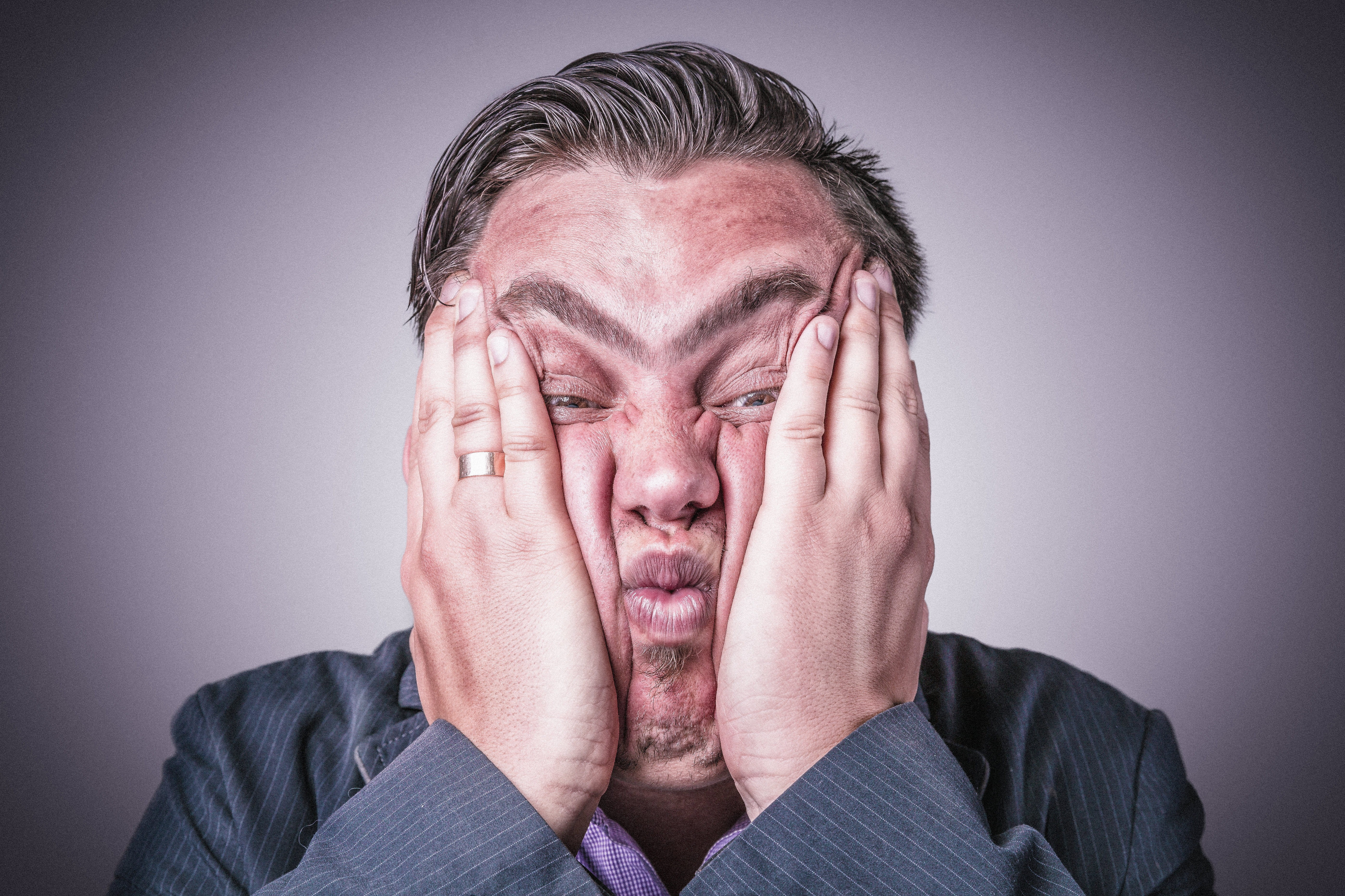 close-up, frustration, photo, emotion, silly, gray background, businessman, obscured face, human body part, portrait, males, distraught, funny, only men, HD Wallpaper